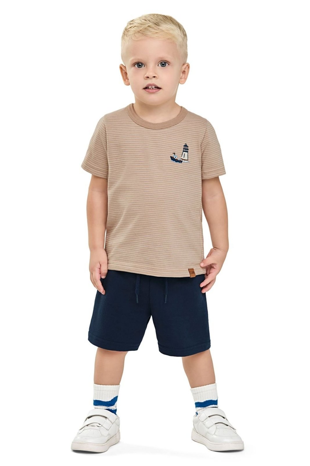 Vista 3 Infantil - Camiseta Menino Navy Listrada Elian Marrom marrom navy Elian marrom navy