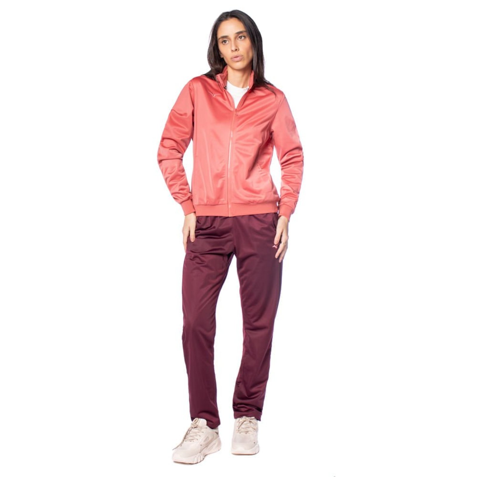 Agasalho Feminino Mizuno Basic II Esportivo Salmão/Vinho