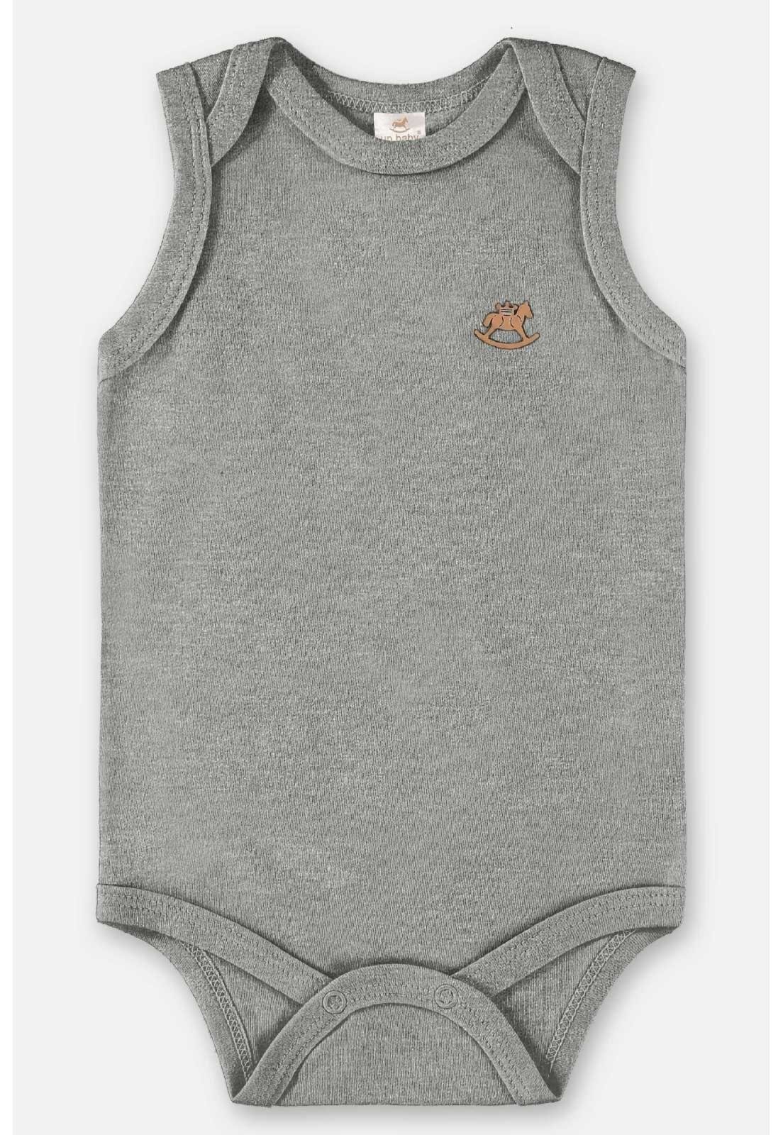 Infantil - Body Regata em Suedine Unissex Up Baby Cinza