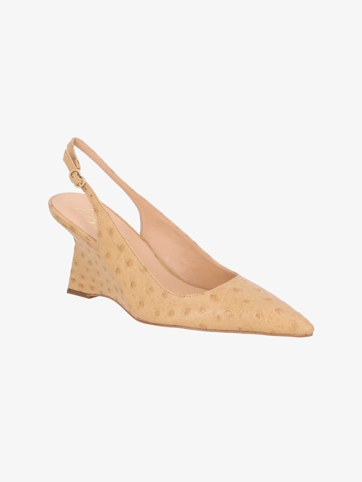 Scarpin Luiza Barcelos Anabela Couro Avestruz Areia