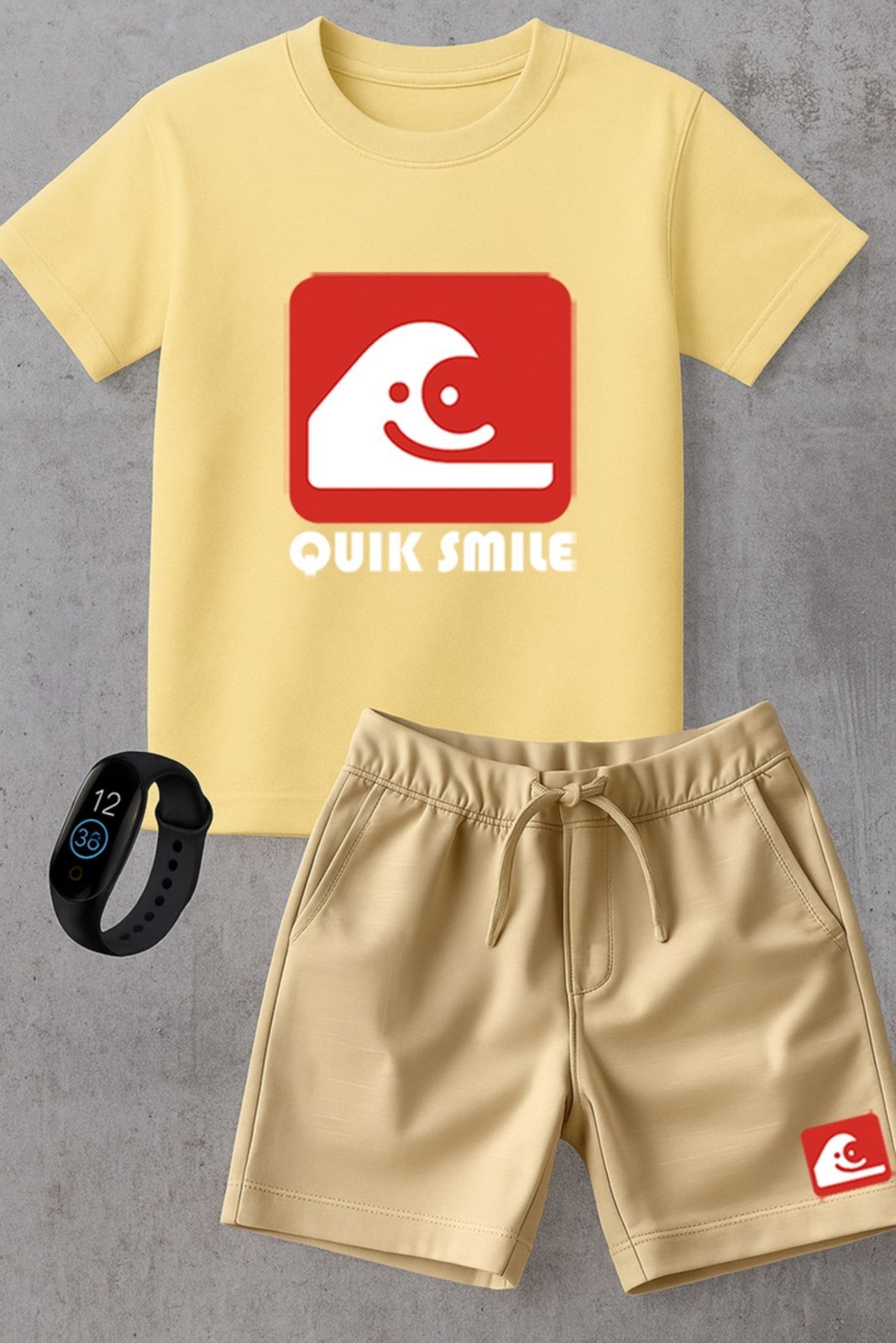 Infantil - Kit Camiseta Marca menino Urbania Algodão bege Short Bermuda bege menina Conjunto black promoção oferta + brinde relogio estampa quik smile estilo silver