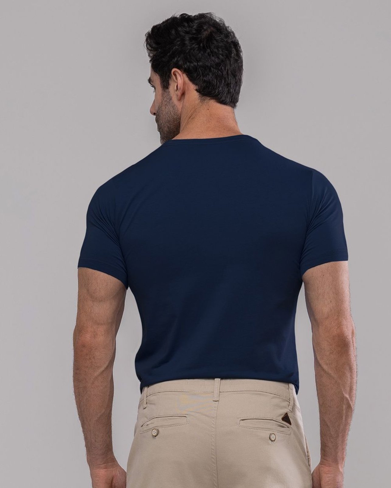 Vista 3 Camiseta de Algodão Egípcio Masculina Básica 80083 Consciência branco Consciência branco
