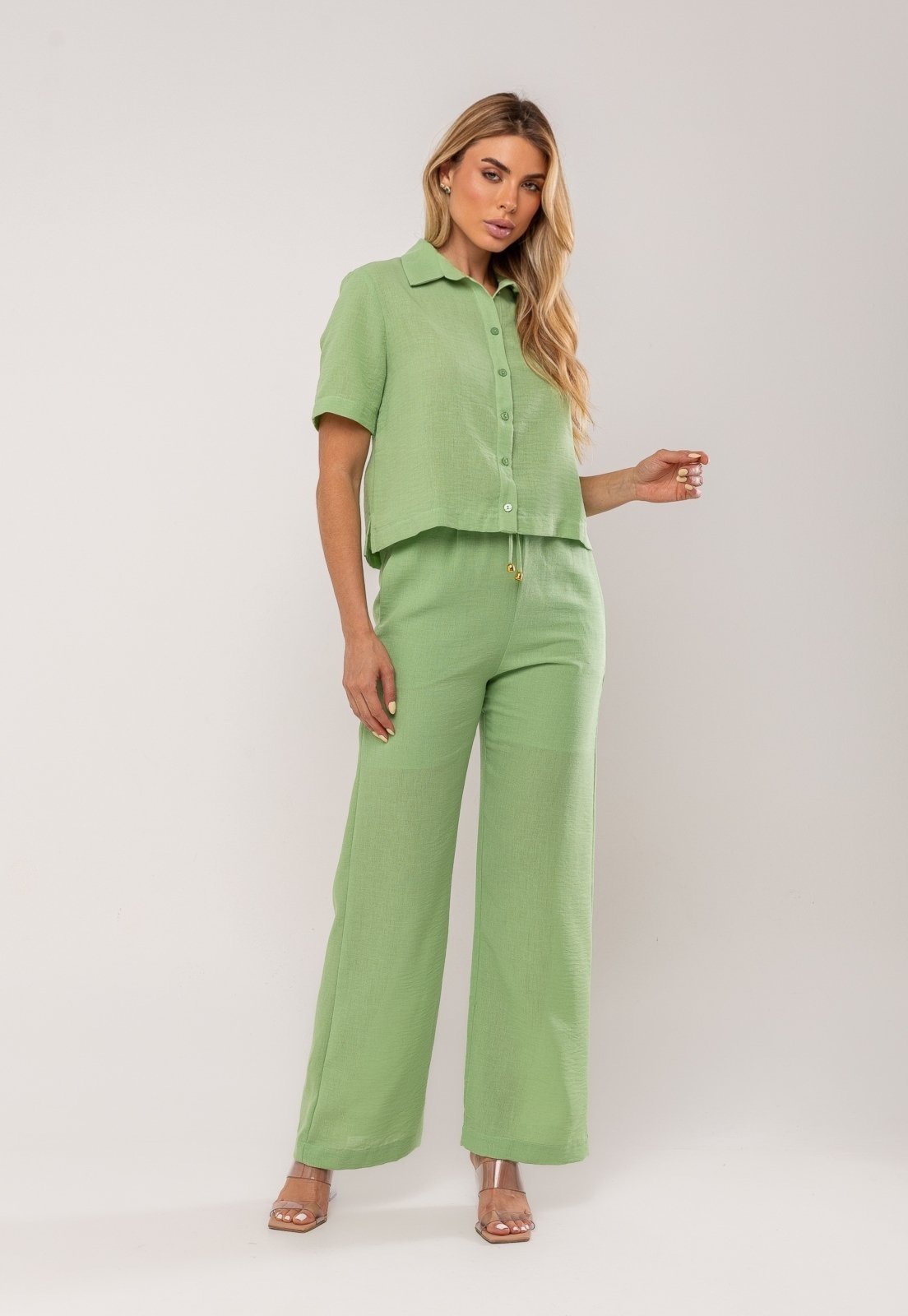 Conjunto Camisa Manga Curta e Calça Pantalona Salvatore Verde
