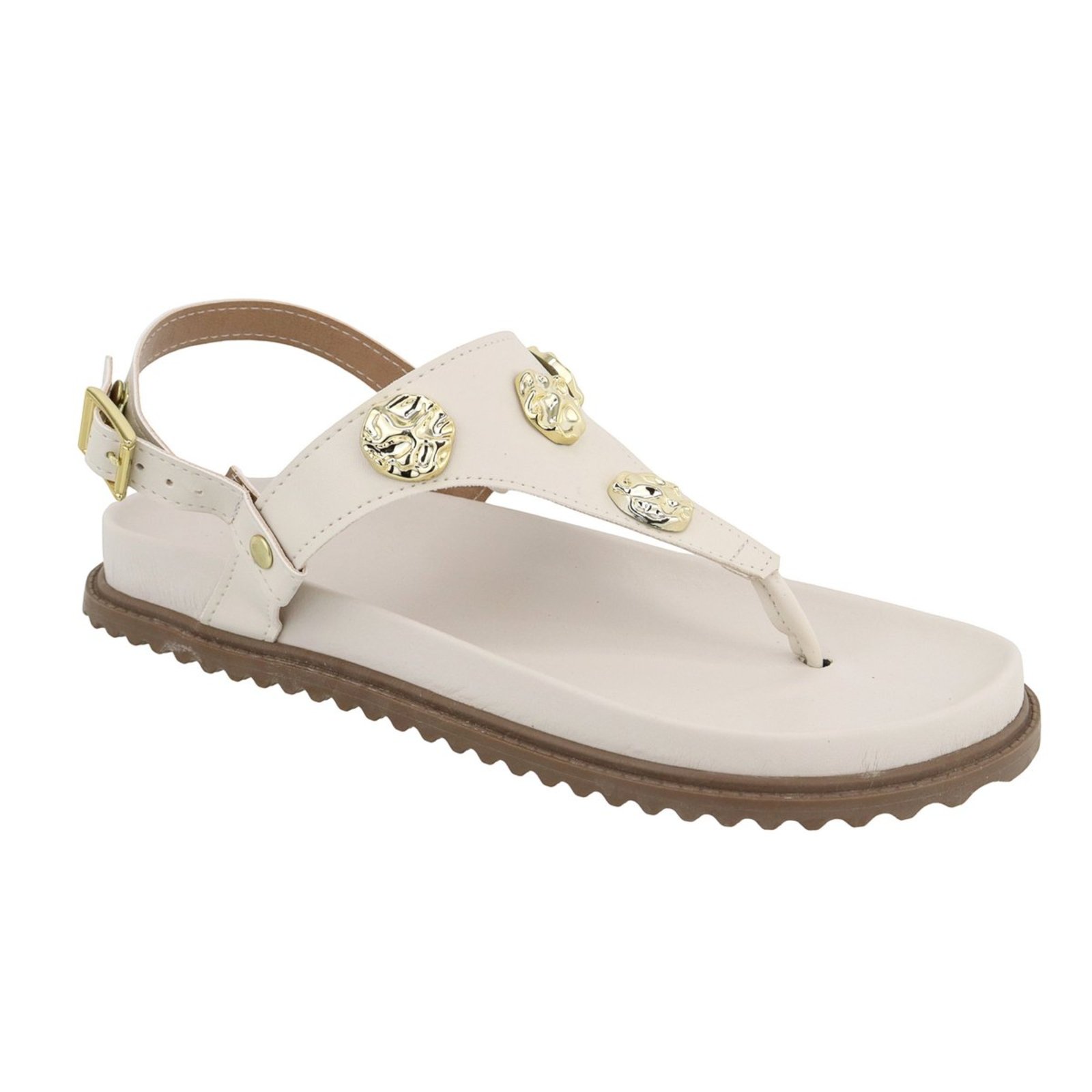 Sandália Papete Feminina Delicada e Estilosa Metais Lançamento Off White Tellini Store
