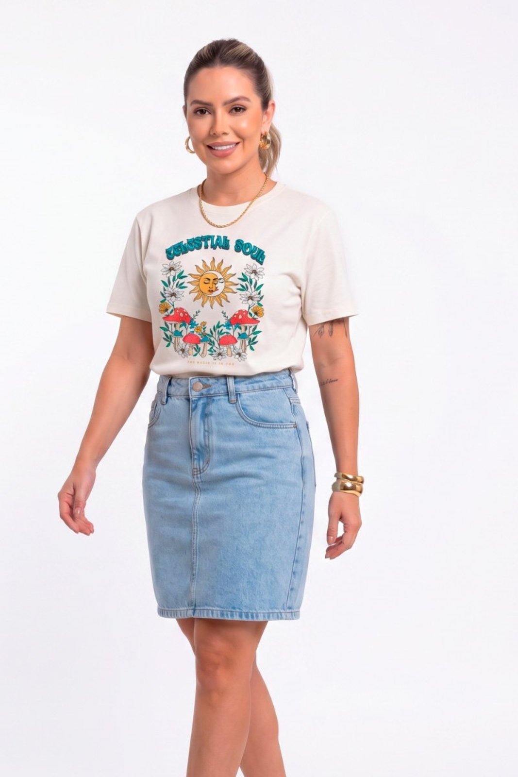 Camiseta Cianitas Off Estampa Celestial Soul