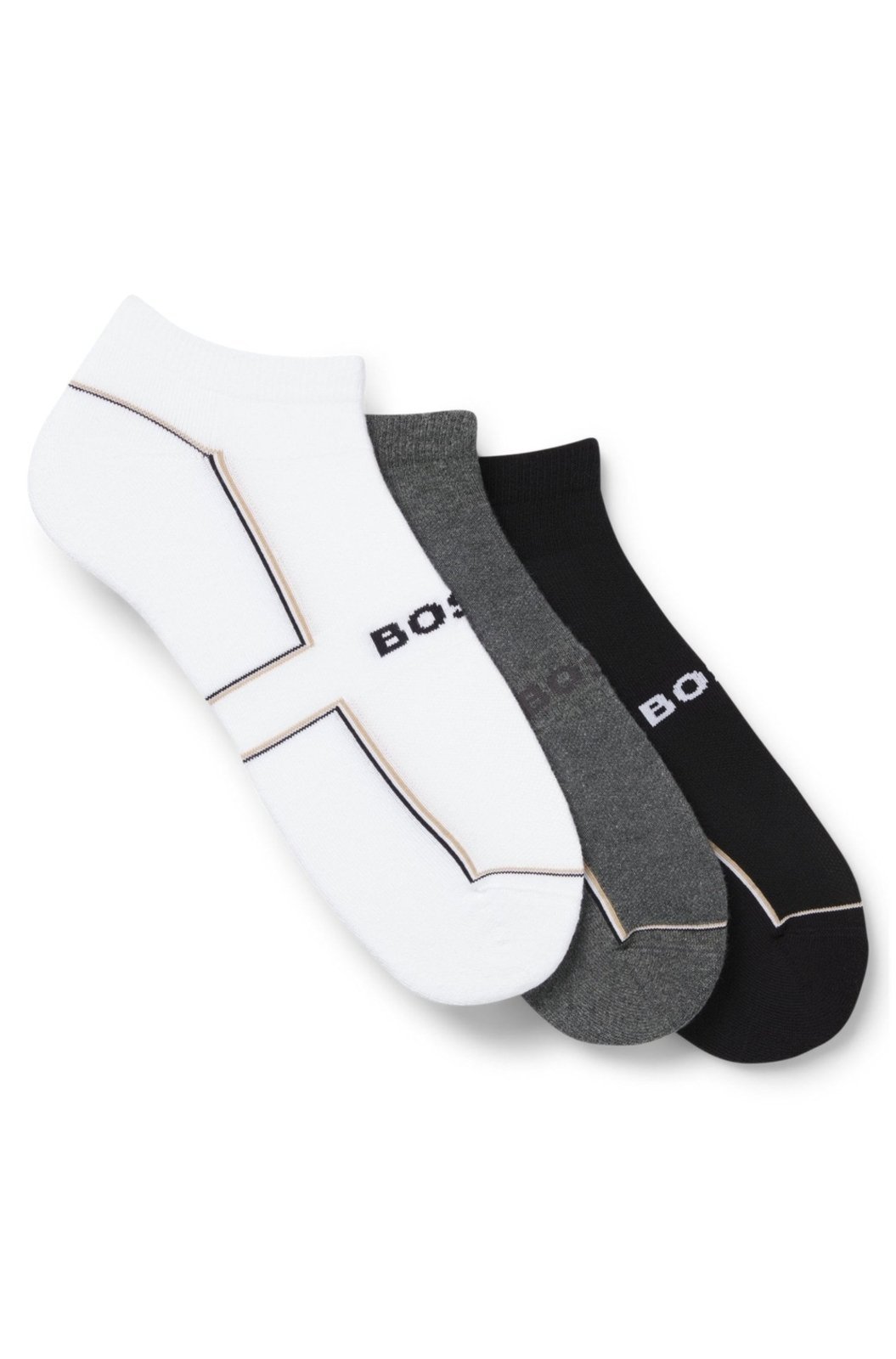 Conjunto De Três Pares De Meias De Algodão Na Altura Do Tornozelo