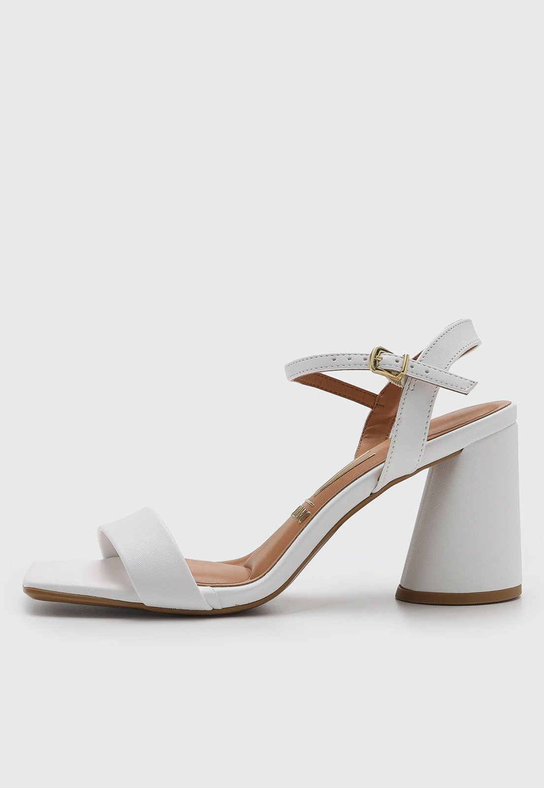 Vista 2 Sandália Feminina Vizzano Salto Médio Bloco Branca branco VIZZANO branco