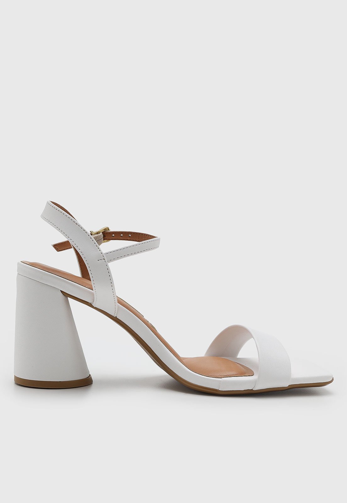 Vista 3 Sandália Feminina Vizzano Salto Médio Bloco Branca branco VIZZANO branco