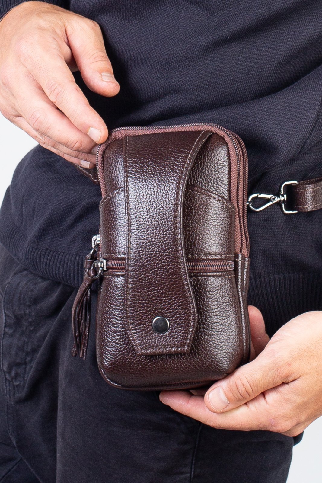 Shoulder bag 2 em 1 de couro Vinni - Café