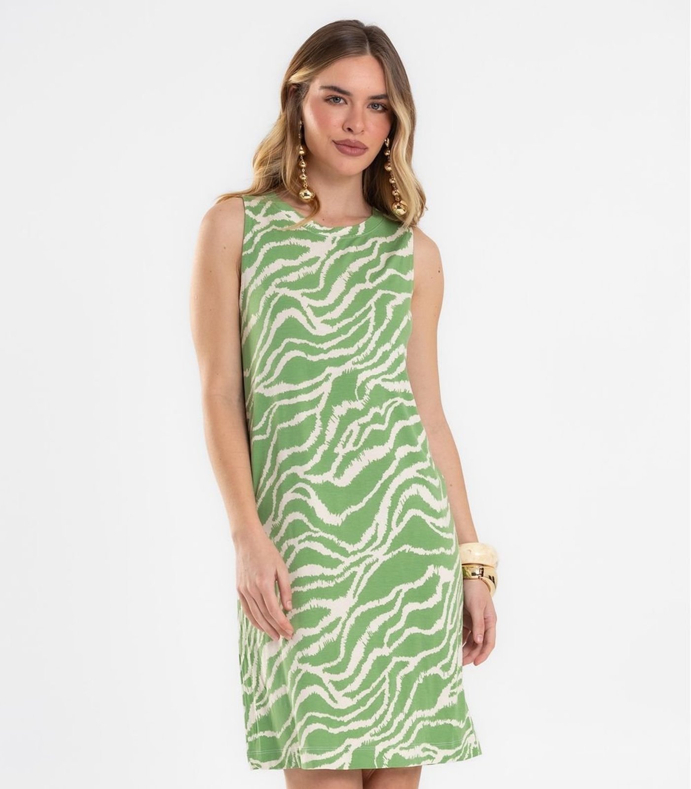 Vestido Feminino Estampado Viscotorcion Rovitex Verde