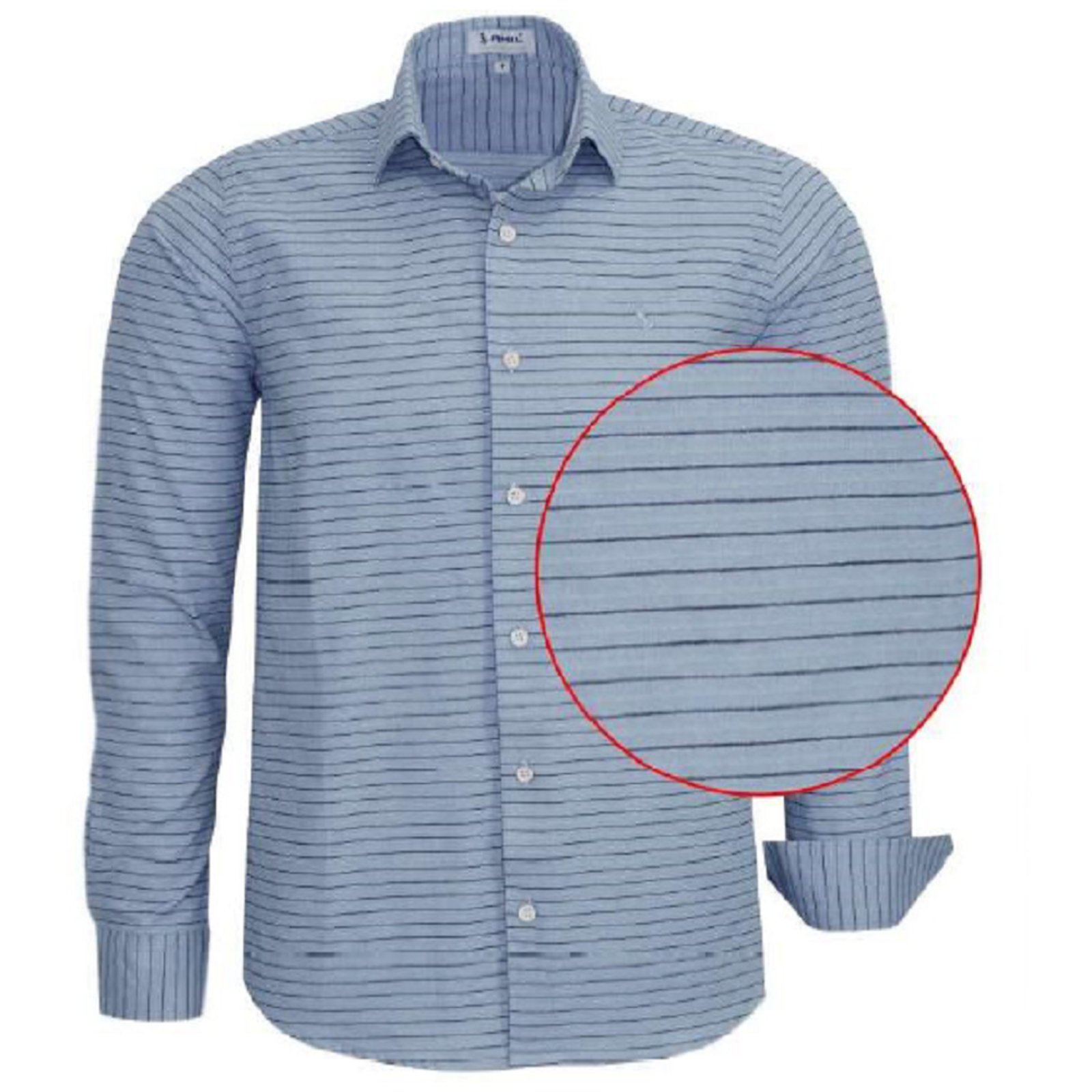 Camisa Social Ad Listada Algodão Manga Longa Original Amil Chumbo