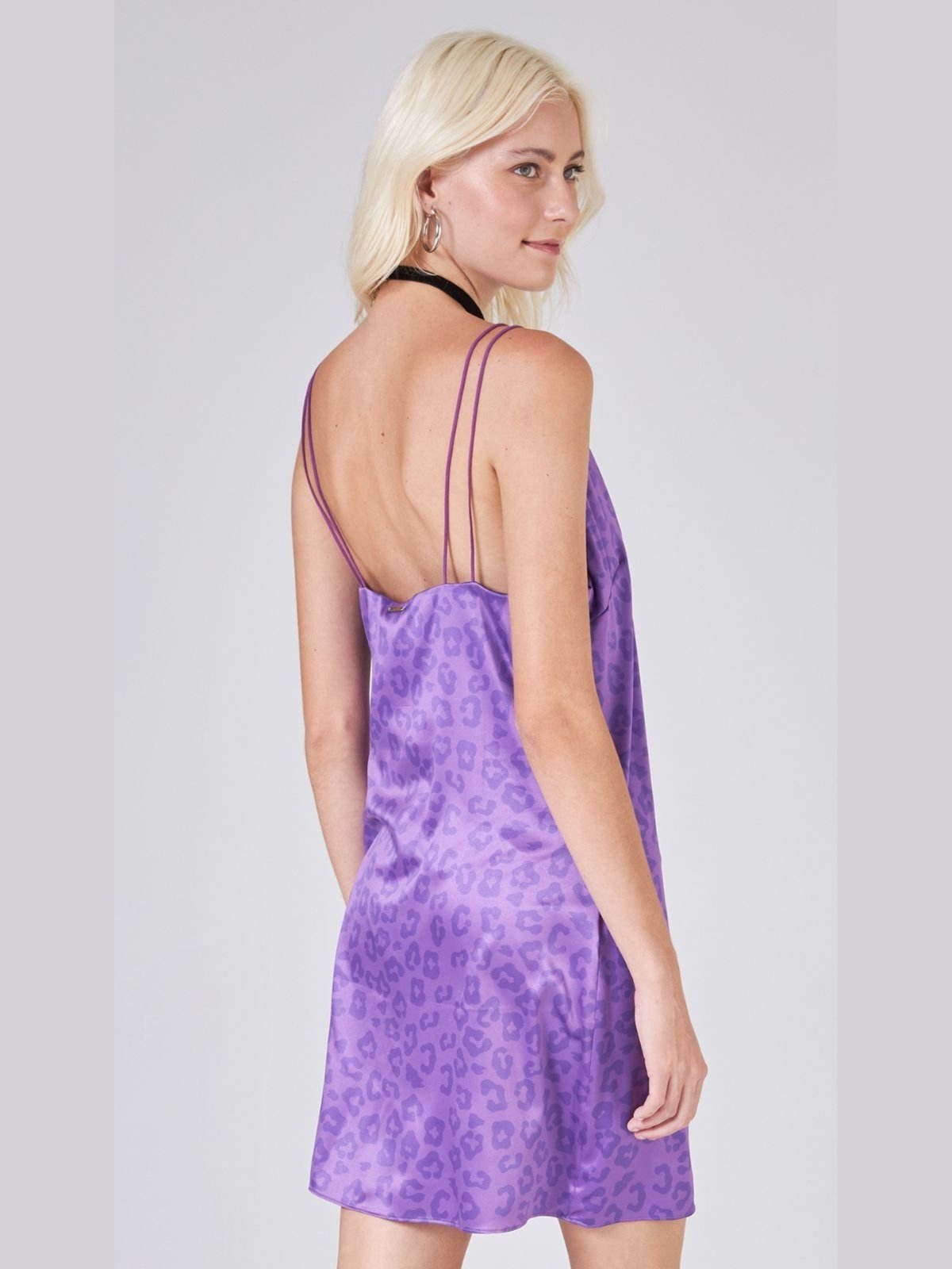 Vista 3 Vestido Zinco Curto Decote V Com Recorte roxo Zinco roxo