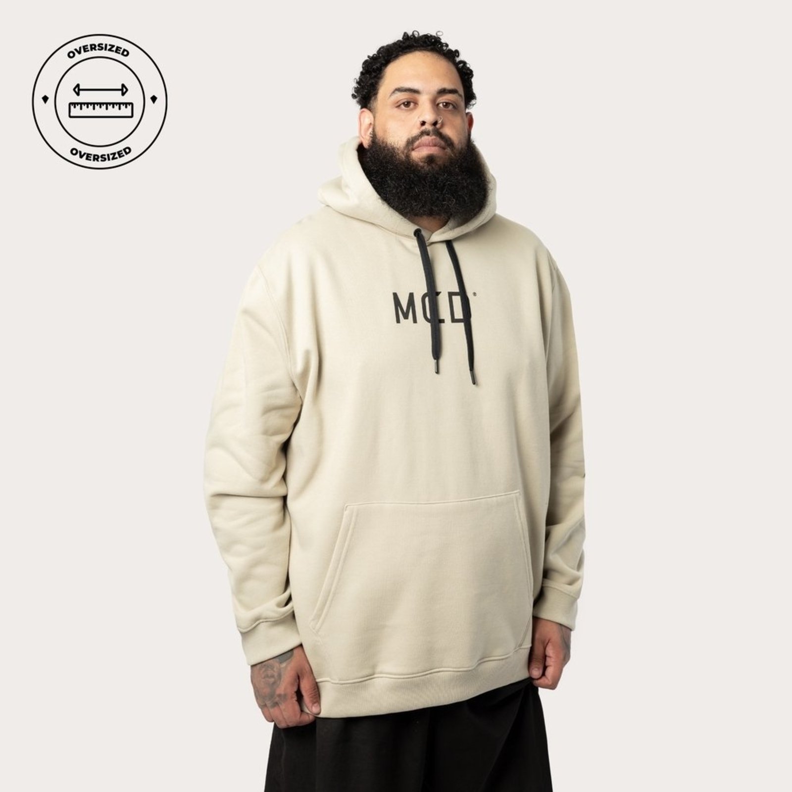 Moletom Canguru Fechado Mcd Oversized Cinza Stone