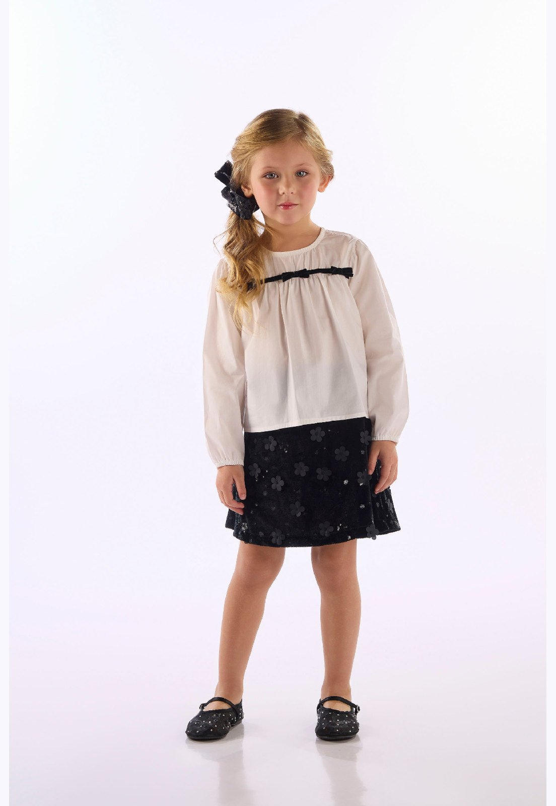 Infantil - Conjunto Blusa e Saia Bordada Up Baby Branco