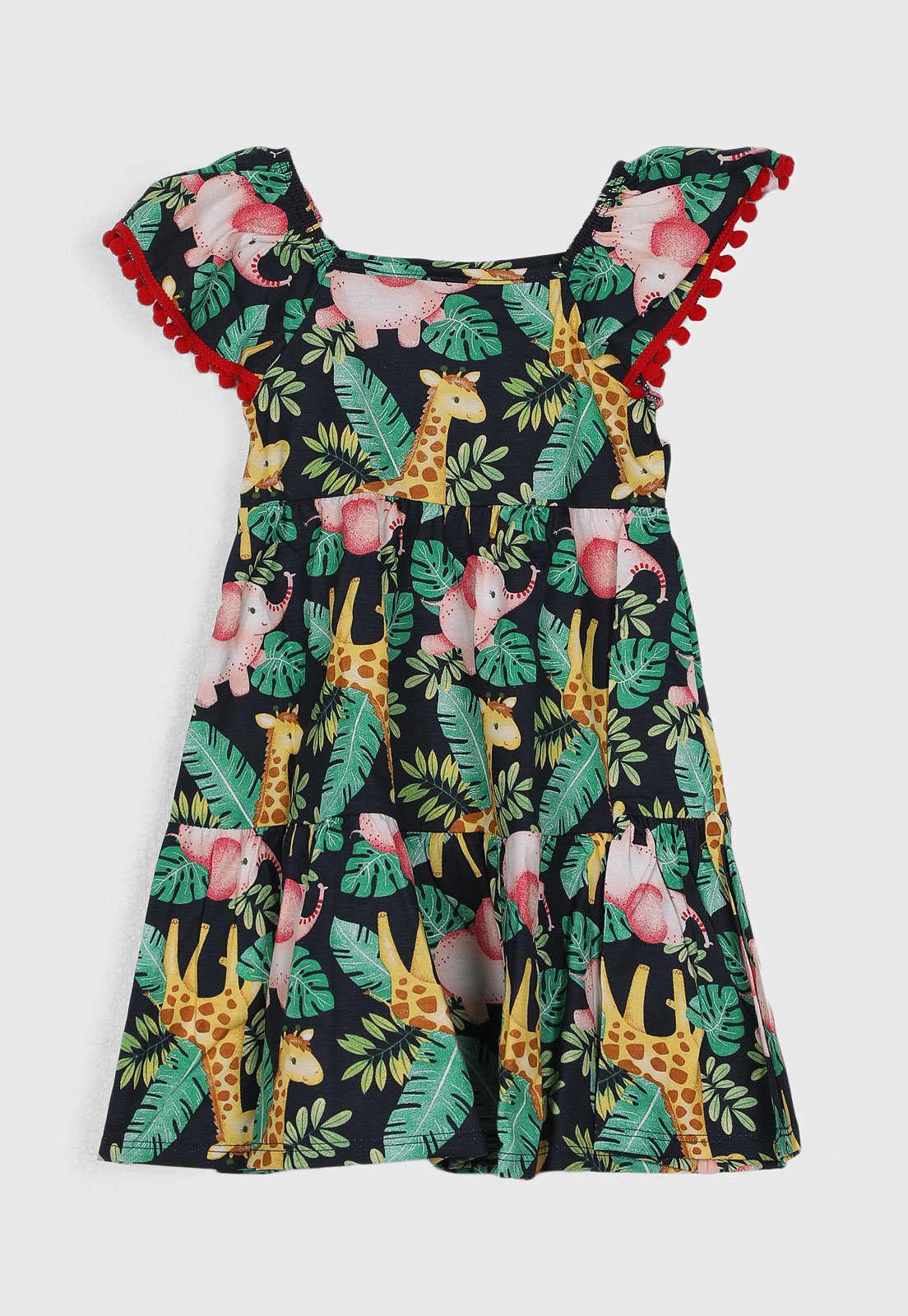 Vestido Kyly Estampa Animais Preto