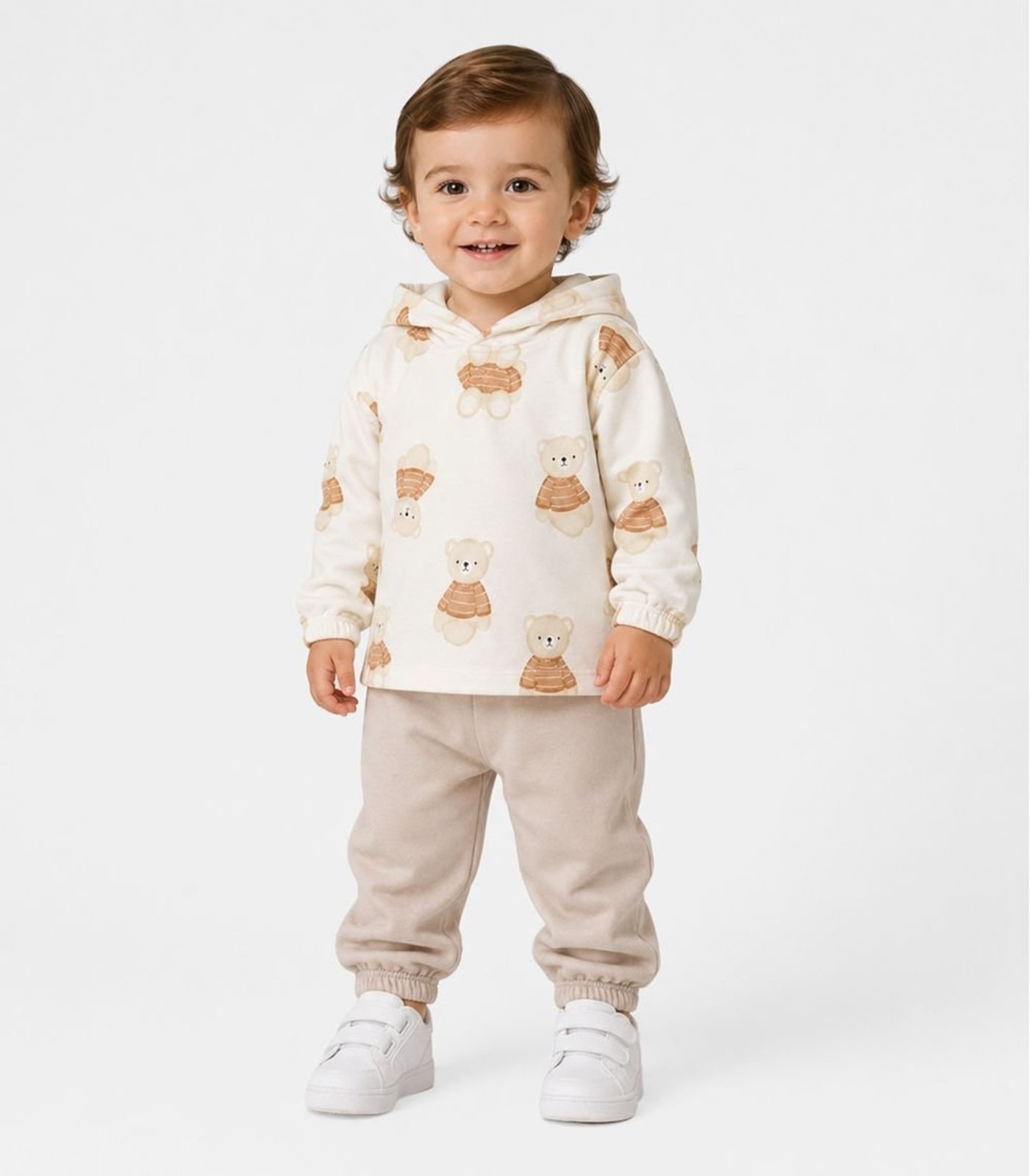 Infantil - Conjunto Blusão Com Capuz E Calça Select Bege