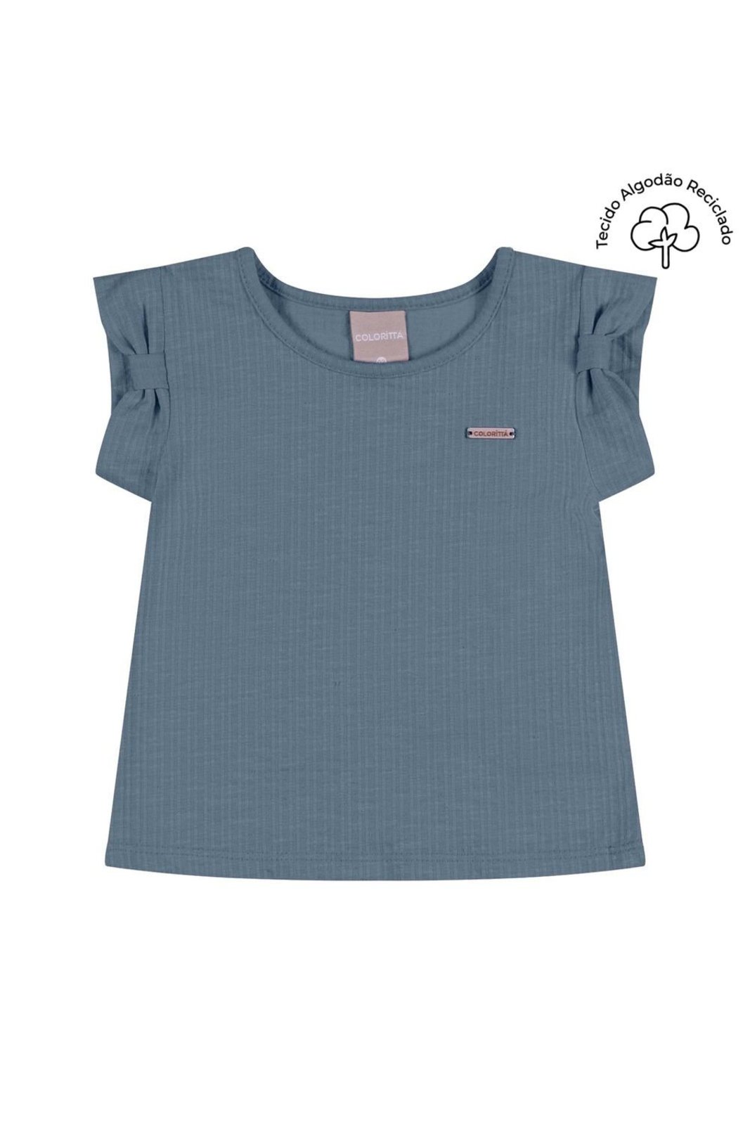 Infantil - Blusa Menina Mangas Com Laços Colorittá Azul
