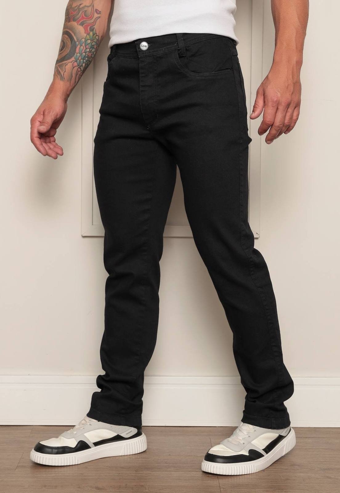 Calça Jeans Masculina Ethereal Com Elastano Confortável e Estiloso Preto