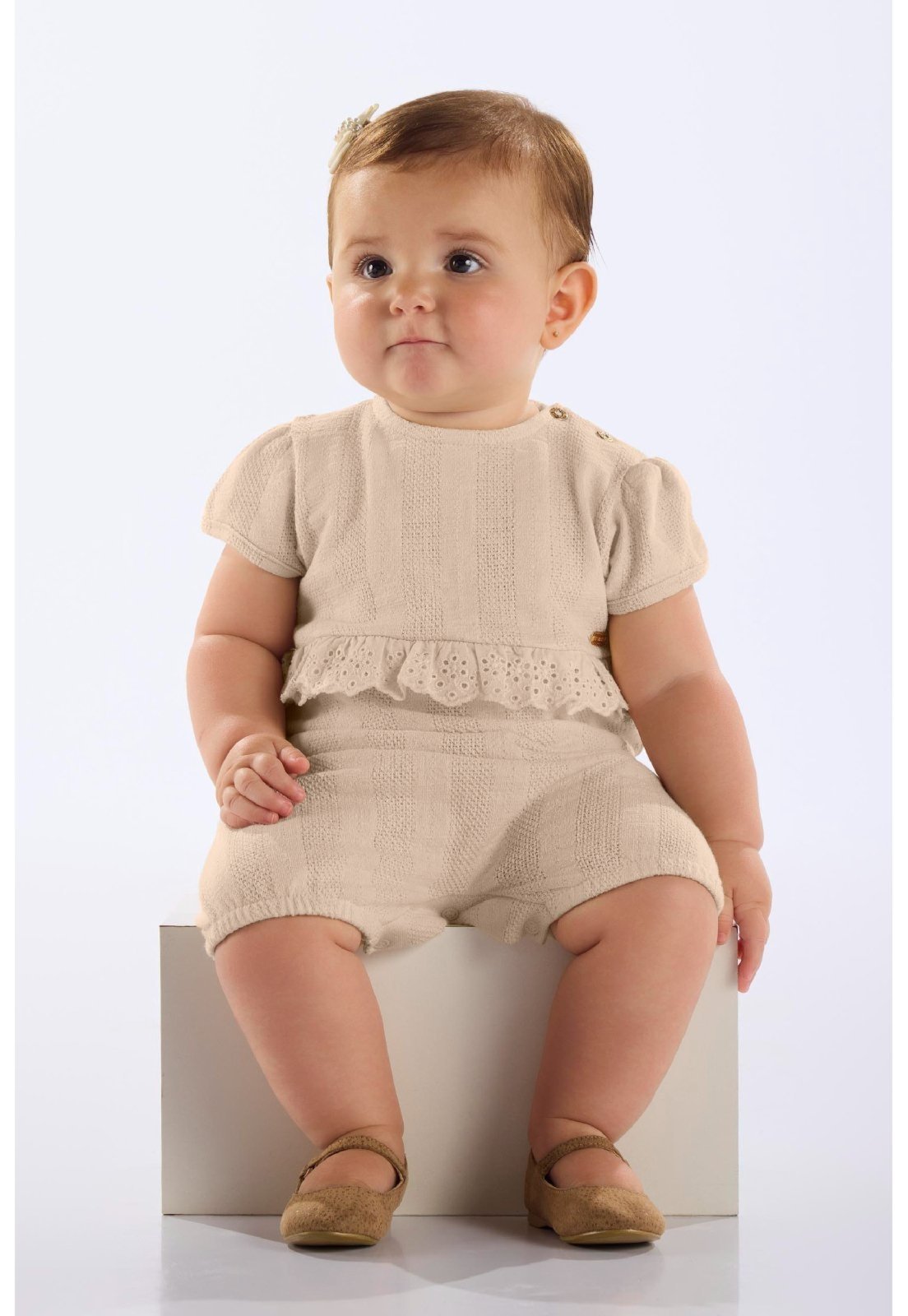 Infantil - Macaquinho em Malha Tricot para Up Baby Bege