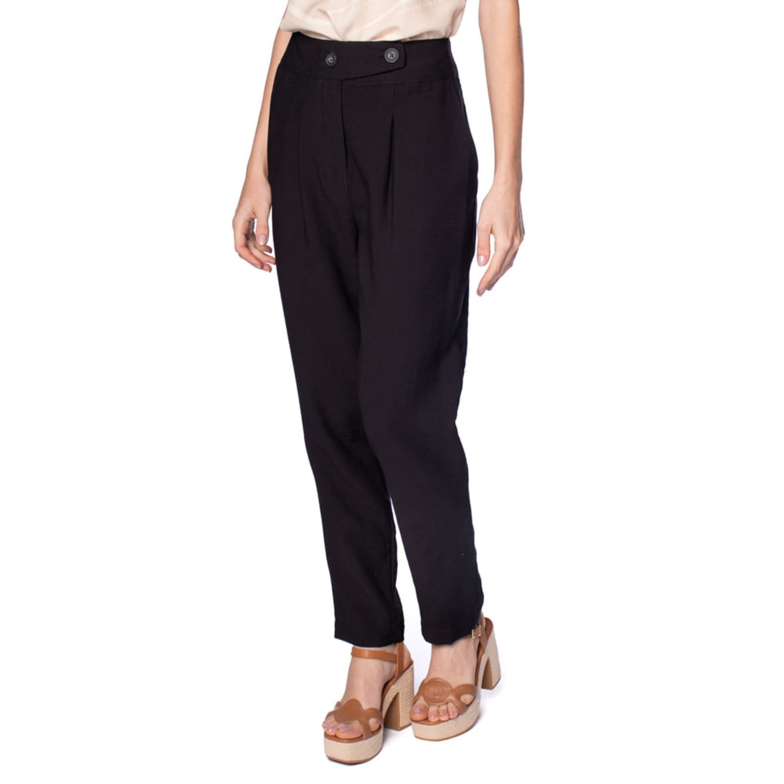 Calça Feminina The Style Box Reta Cintura Alta Preto
