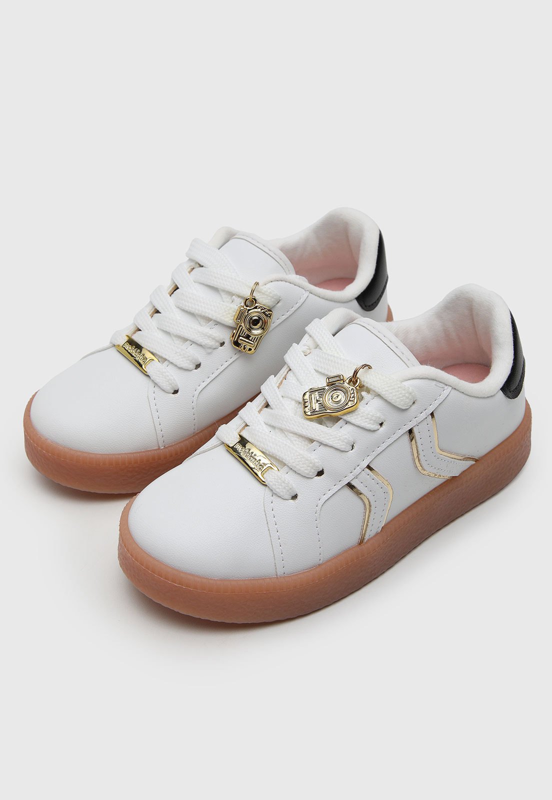 Infantil - Tênis Molekinha Casual Detalhe Dourado Branco