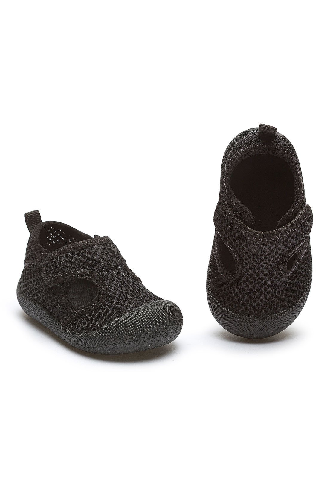 Infantil - Sapatinho Antiderrapante Menino Verão Casual Respirável Preto Mzkid