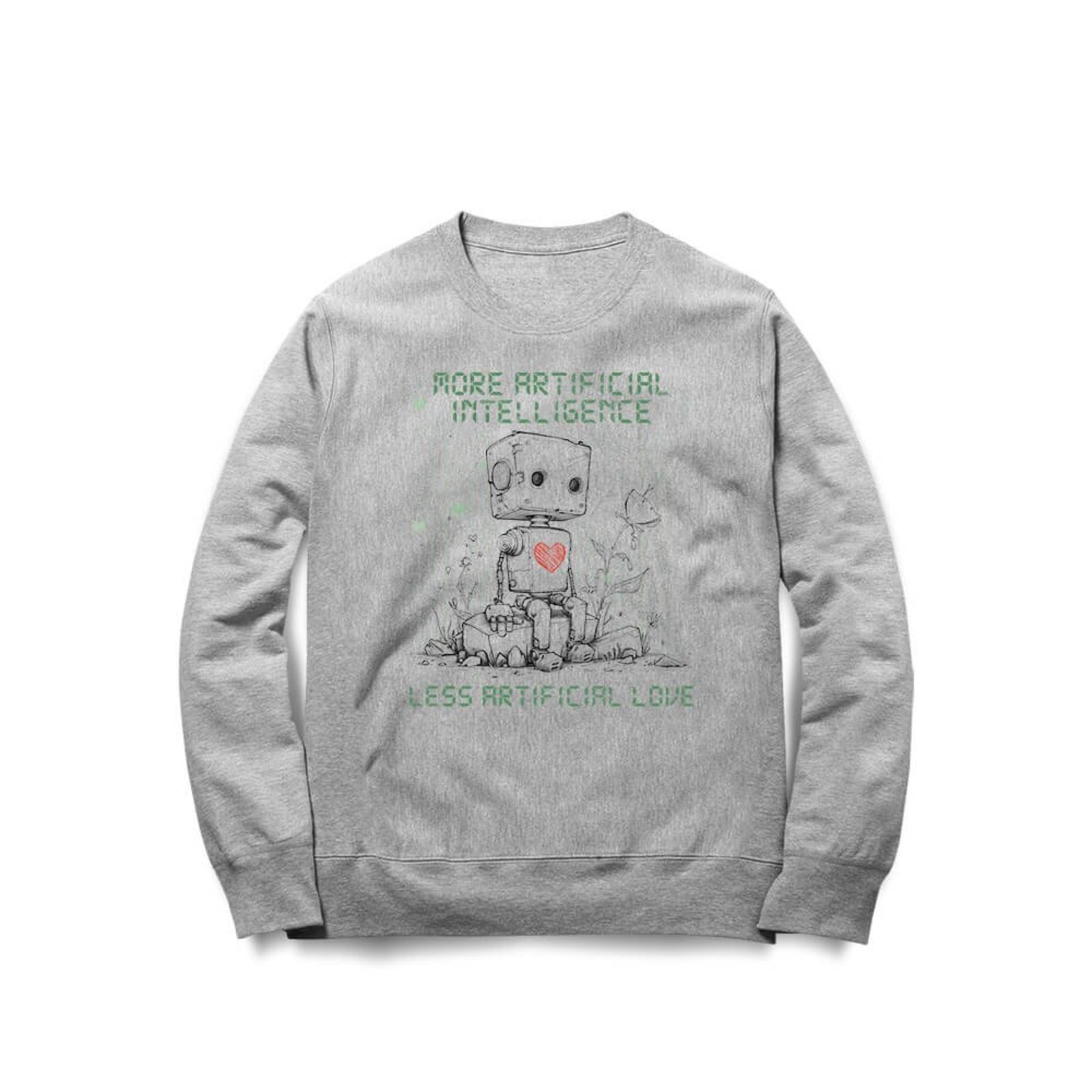 Moletom Less Artificial Love - Mescla Cinza - Casual - Studio Geek