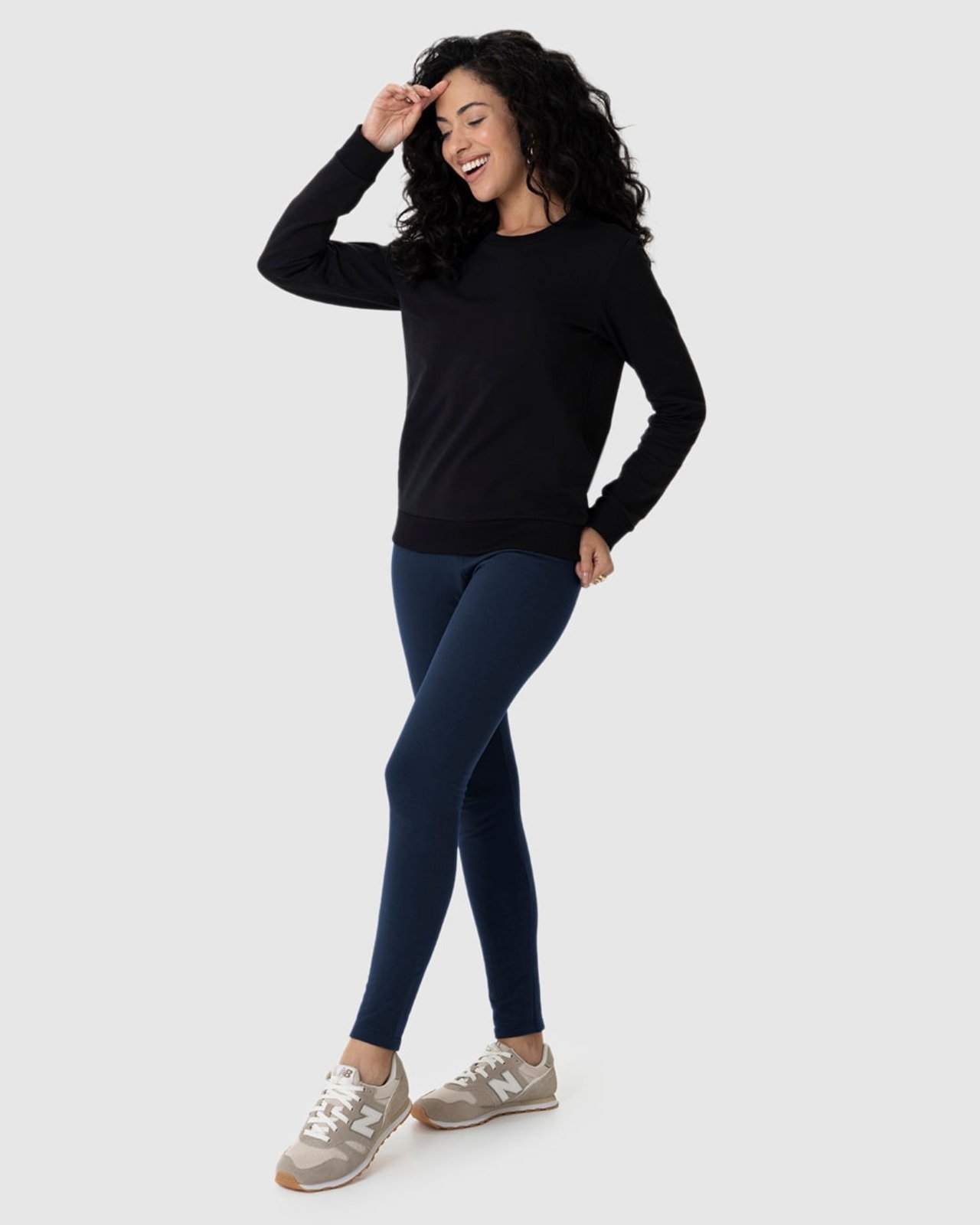 Vista 2 Calça Legging Básica Feminina Moletom Stretch Flanelado Malwee azul Malwee azul
