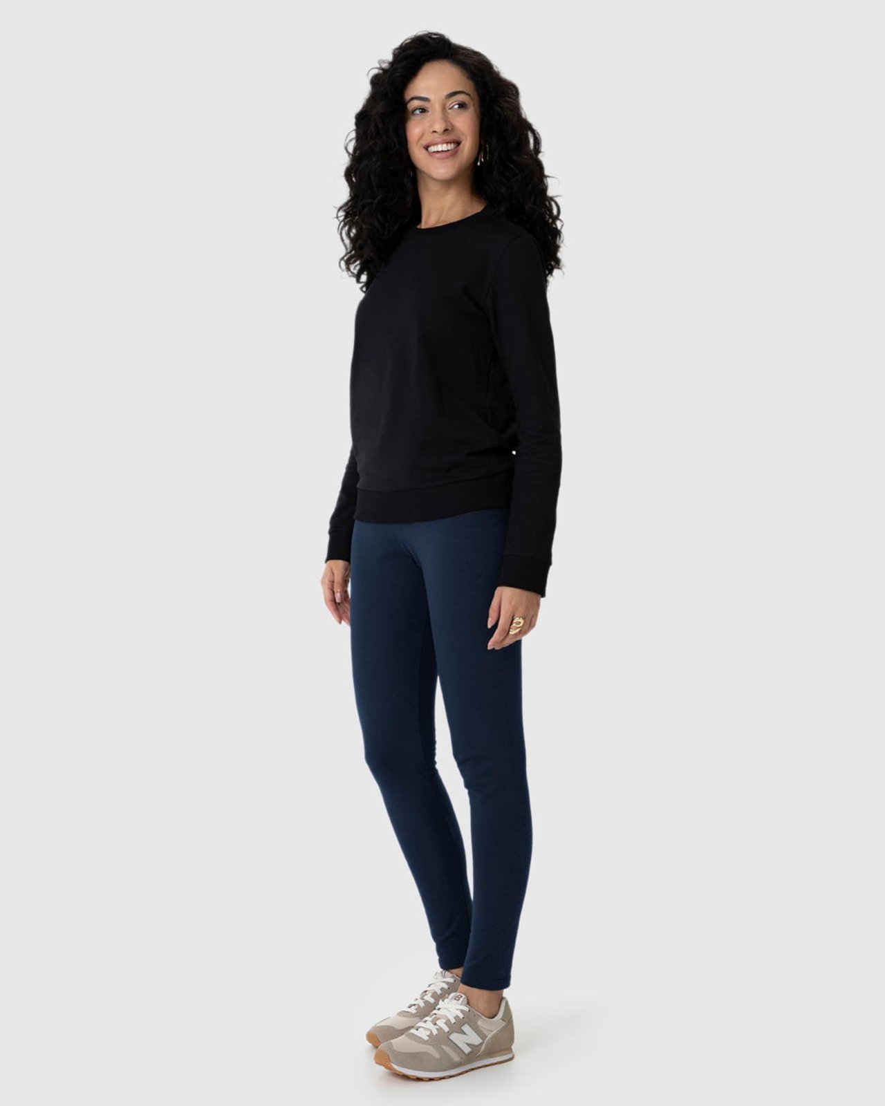 Vista 3 Calça Legging Básica Feminina Moletom Stretch Flanelado Malwee azul Malwee azul