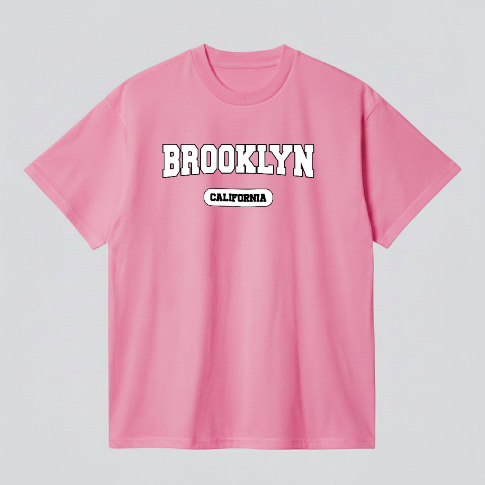 Camiseta Básica Brooklyn City Estampa Urbana Unissex Rosa