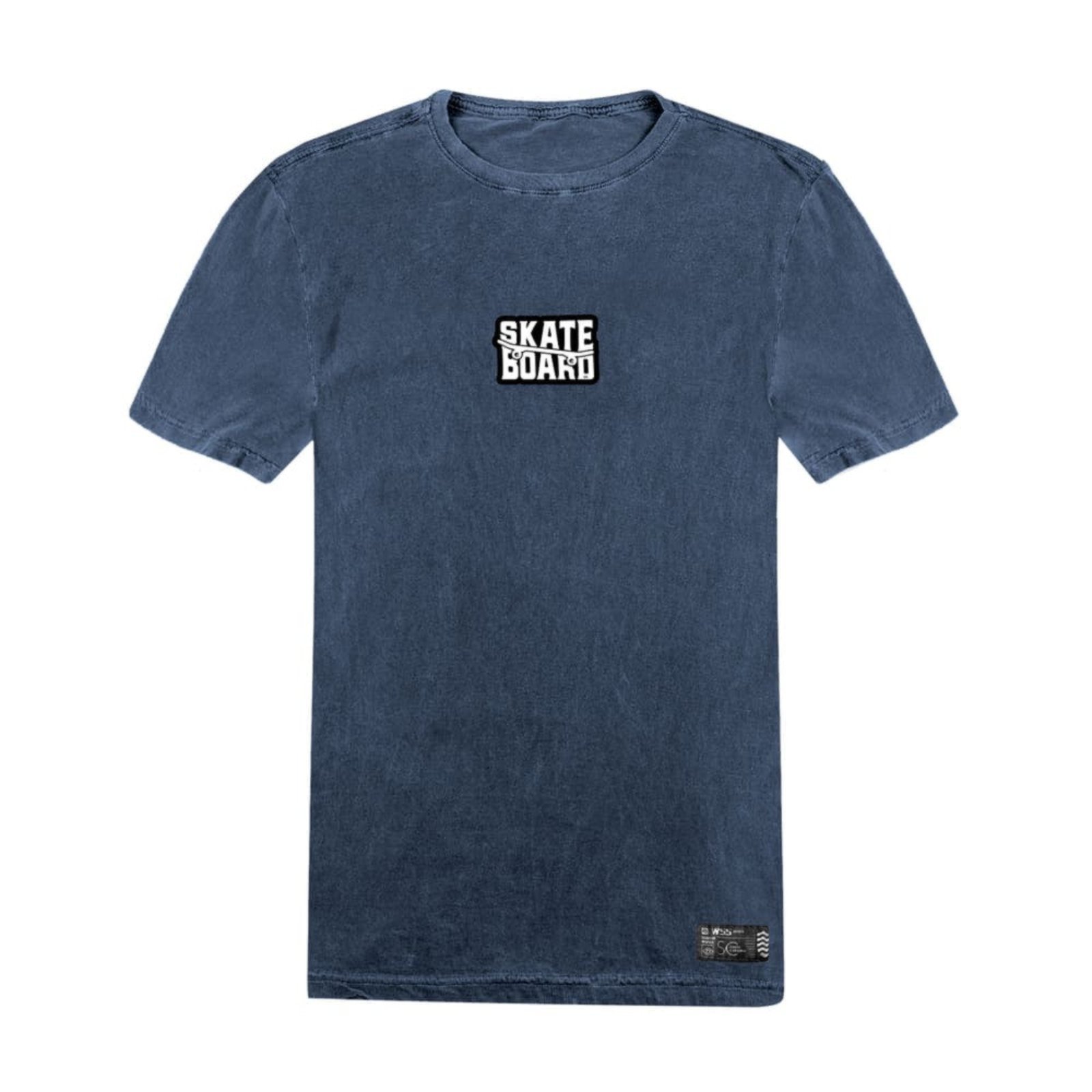Camiseta Masculina Estonada Azul Algodão Skateboard Prime WSS