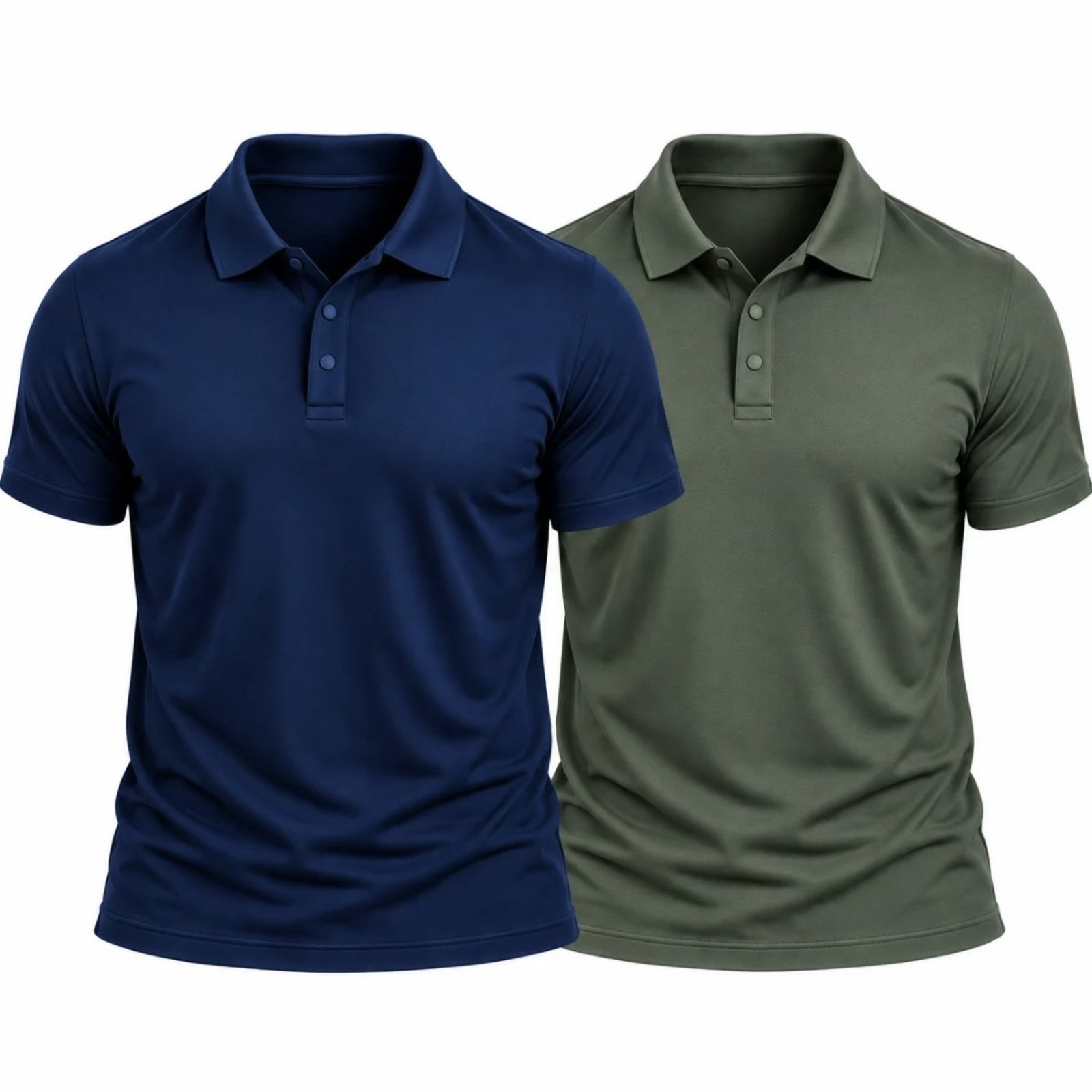 Kit 2 Camisas Polo Masculina Poliamida Premium Básica Lisa Marinho
