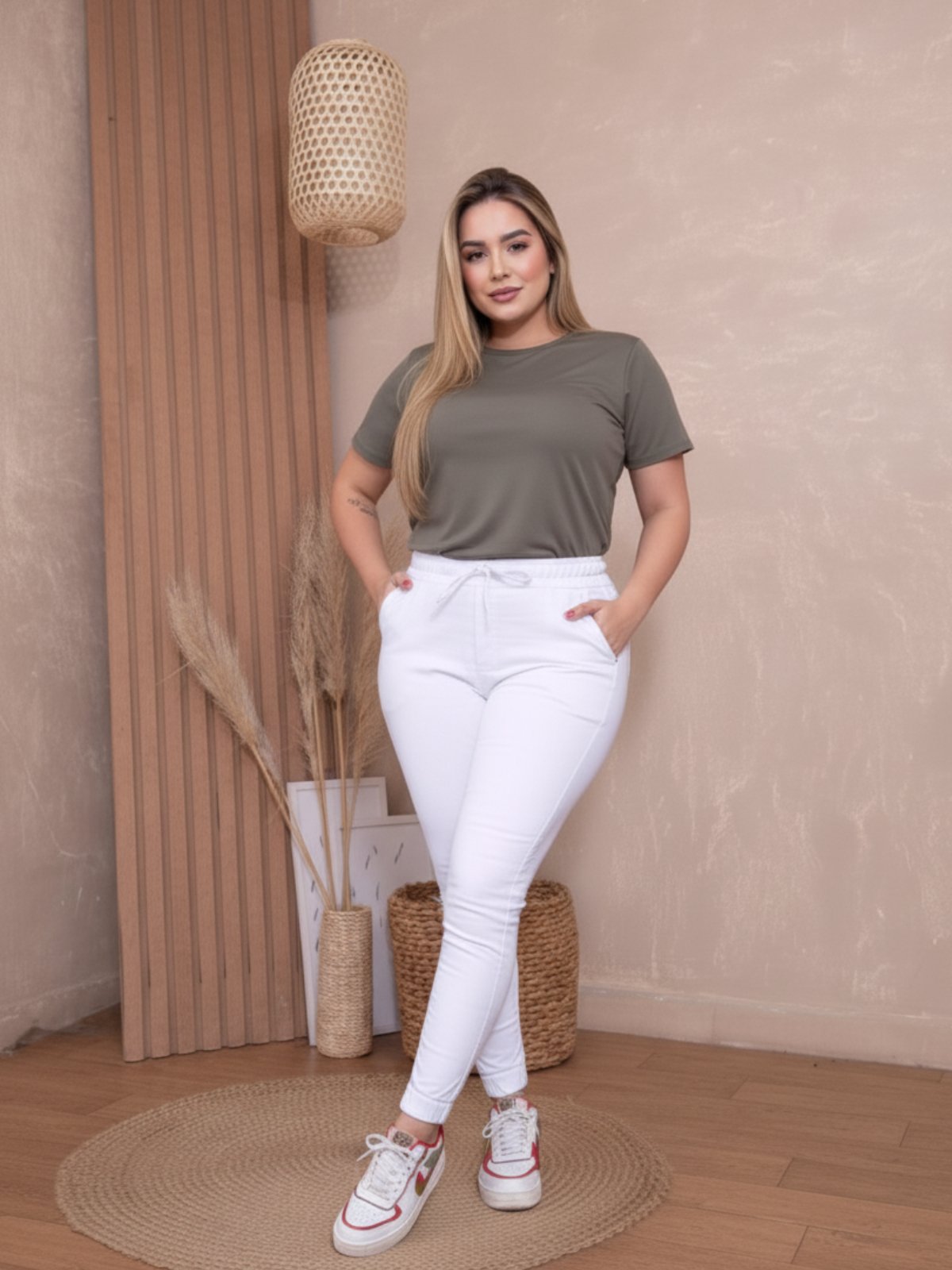 Calça Jogger Feminina Kiridas Jeans Conforto e Estilo para Todos os Momentos Casual e Basica Branco