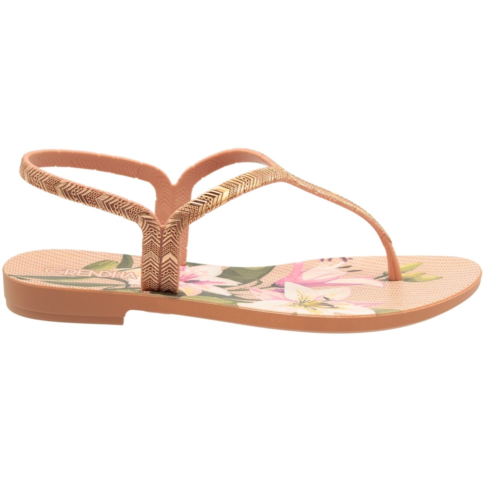Sándalia Rasteira De Dedo Grendha Floral Feminina