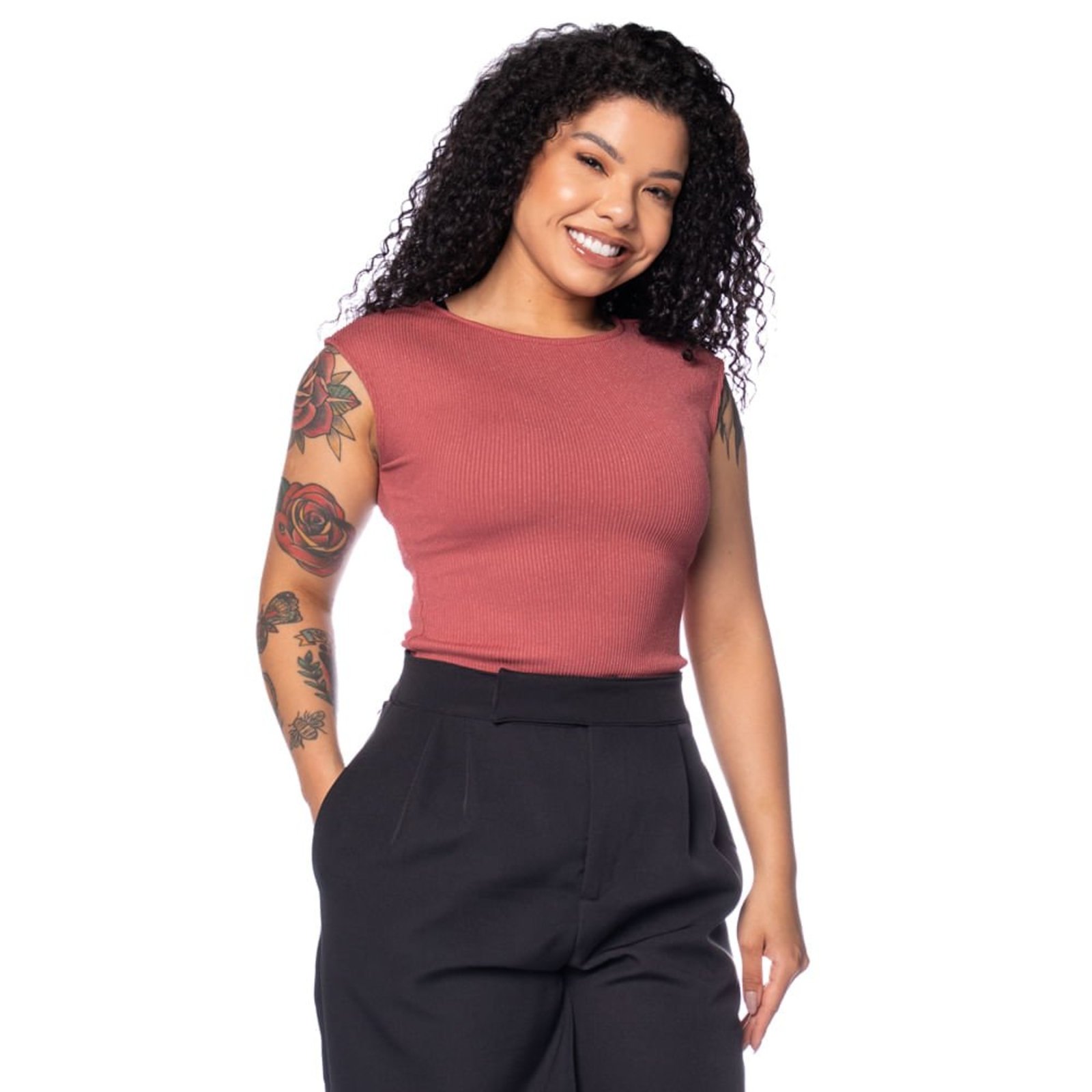 Blusa Feminina Cativa Canelada com Lurex Telha
