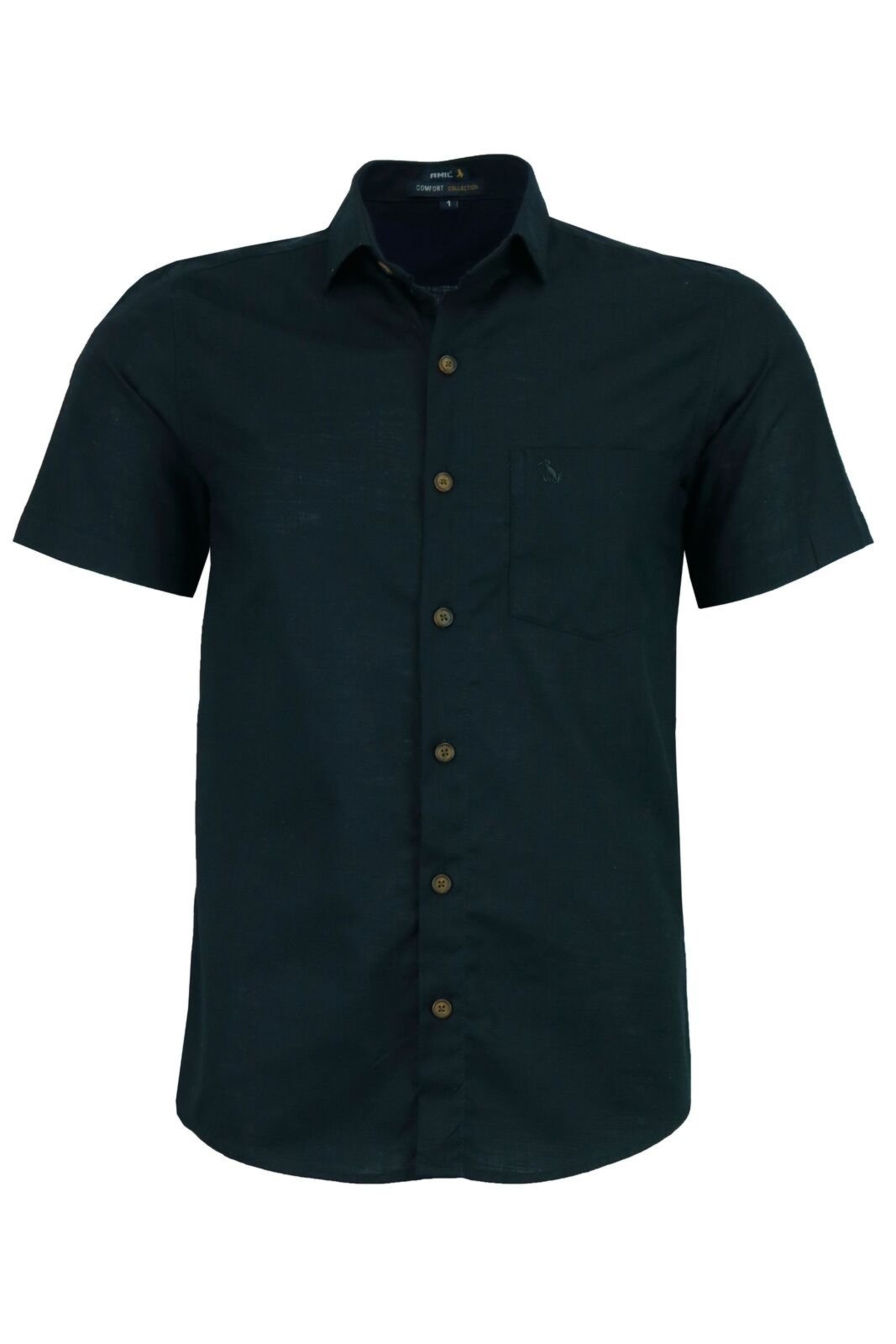 Camisa Social Masculina Amil Mangacurta Comfort Algodão 1740