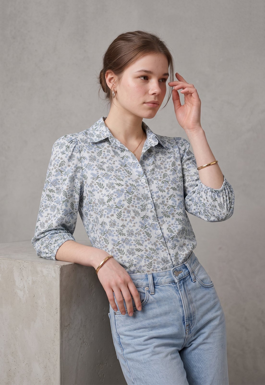 Camisa Intens Manga 3/4 Viscolinho Azul
