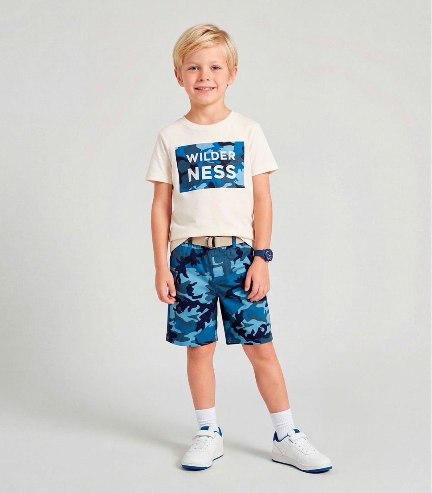 Infantil - Conjunto Camiseta Com Bermuda Trick Nick Bege