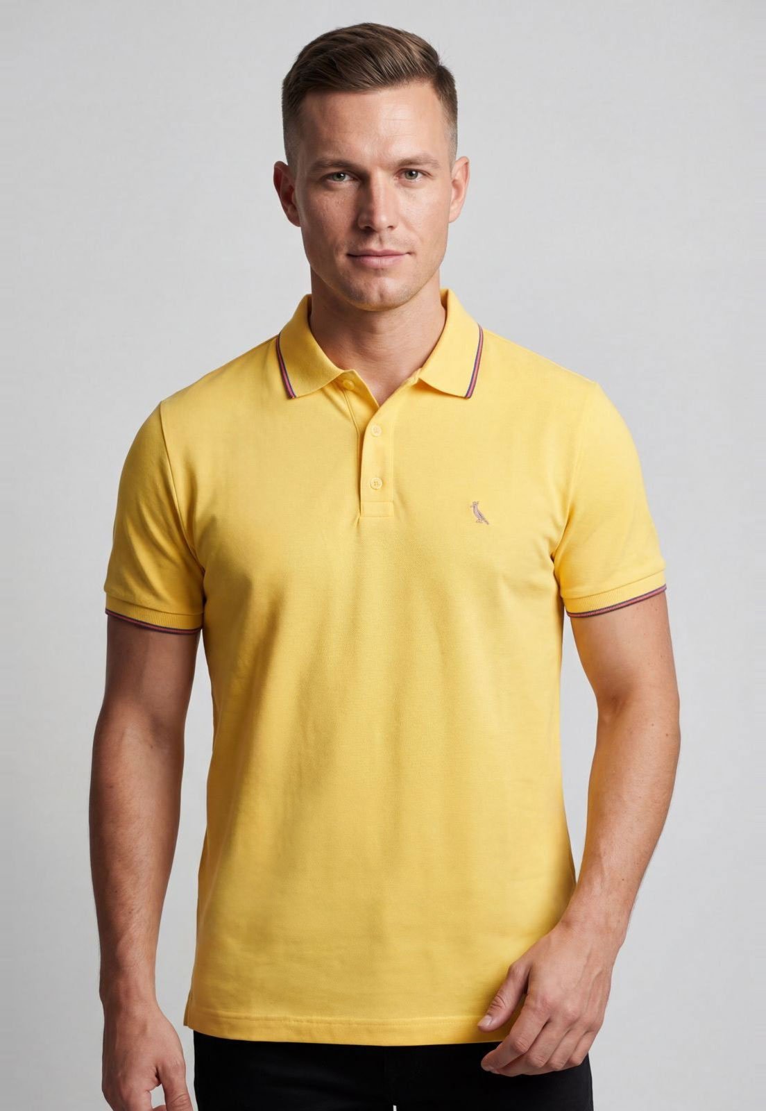Polo Masculina Reserva Patch Tricolor Amarela