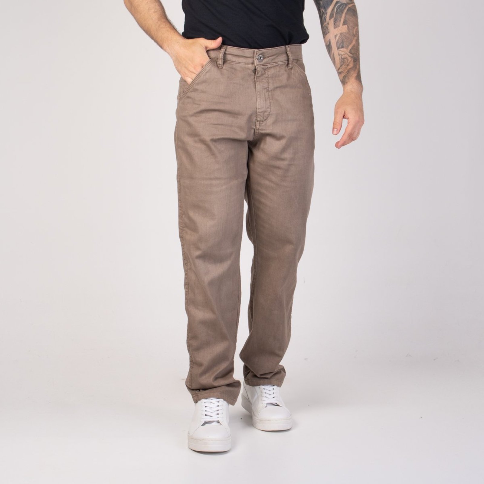 Calça Acostamento Sarja Rock Marrom