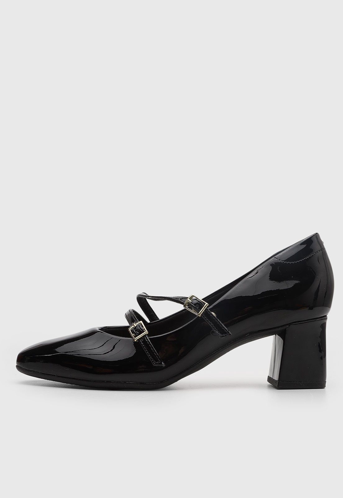 Scarpin Feminino Beira Rio Tiras Duplas Envernizado Preto