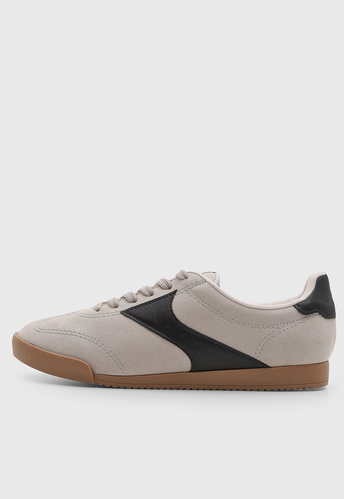 Tênis Feminino VIA UNO Detalhe Contrastante Bege