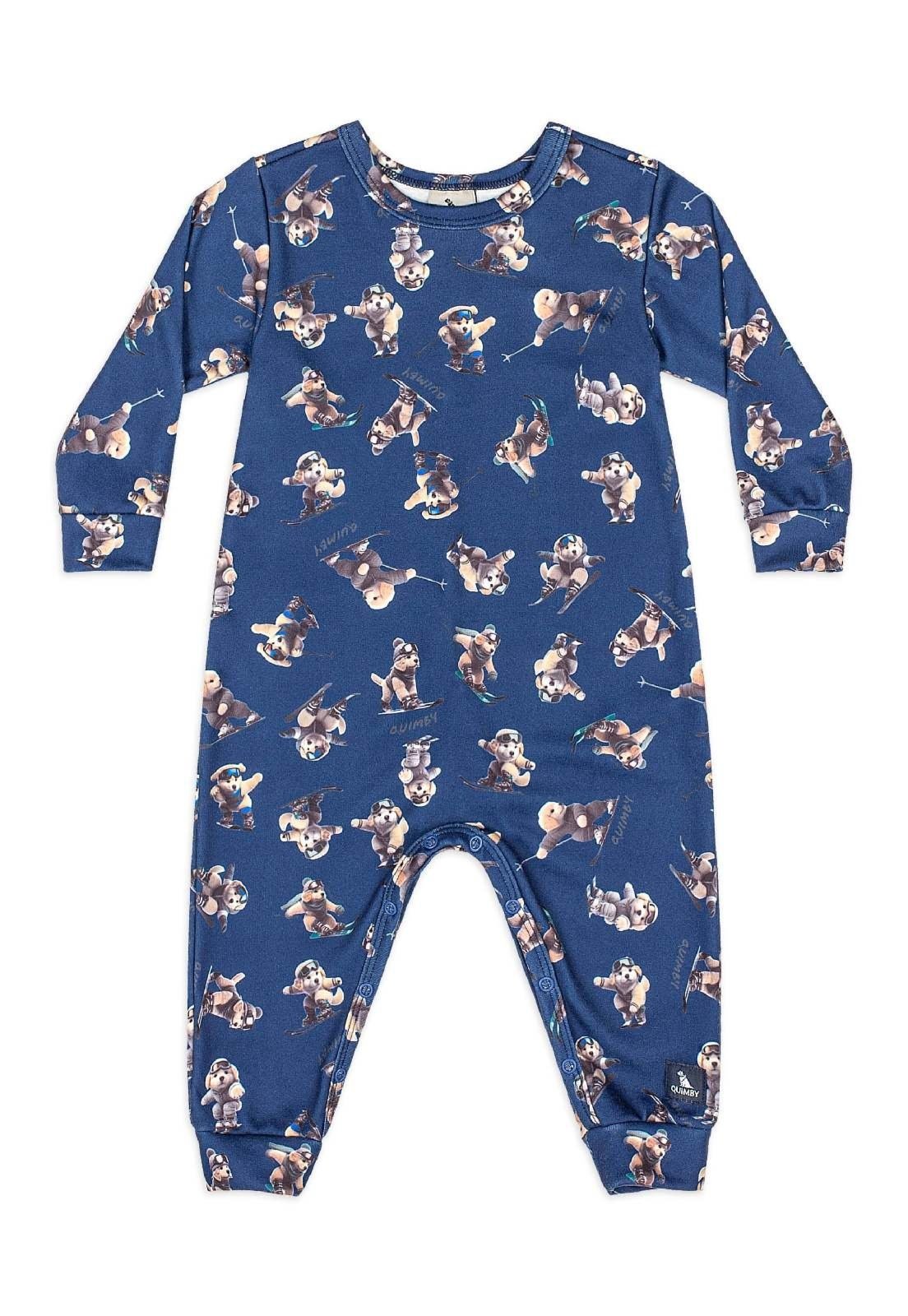 Infantil - Macacão Malha Thermosoft Quimby Azul