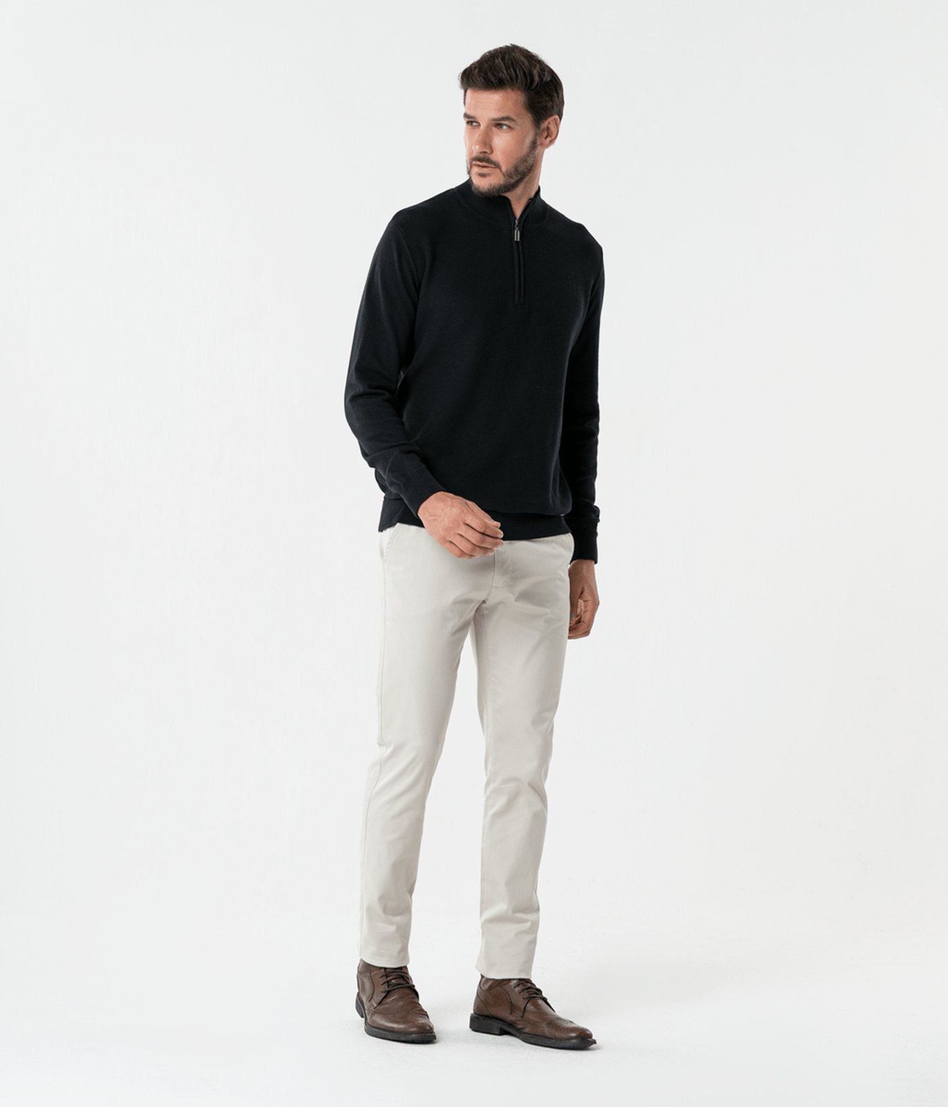 Calca Sarja Cos Alfaiataria Bolso-Faca Masculina Areia