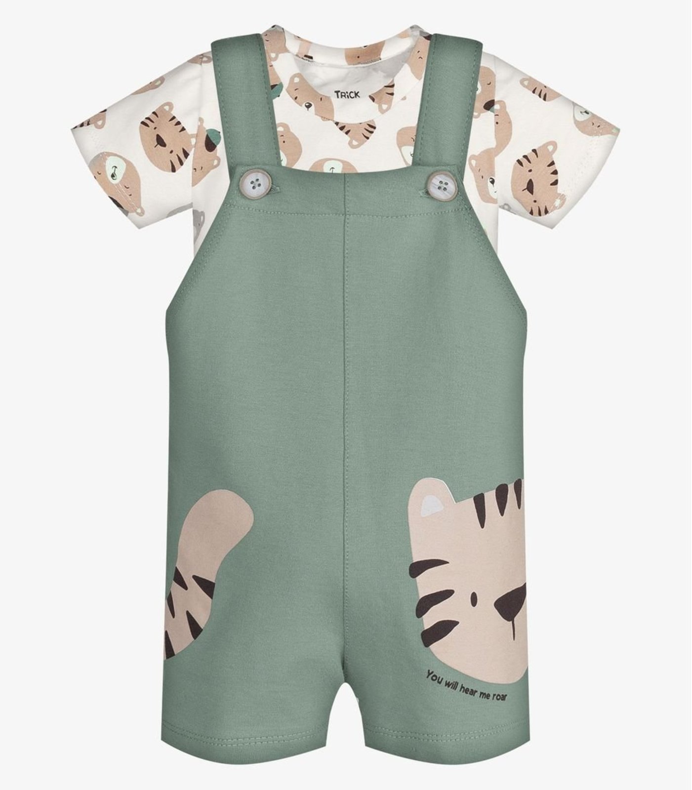 Infantil - Conjunto Camiseta E Jardineira Trick Nick Verde