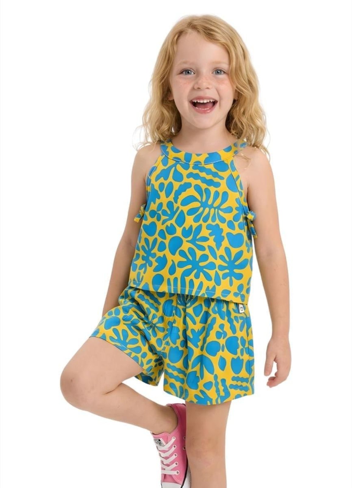 Infantil - Conjunto Menina Blue Bloom Alphabeto Mostarda eAzul Amarelo