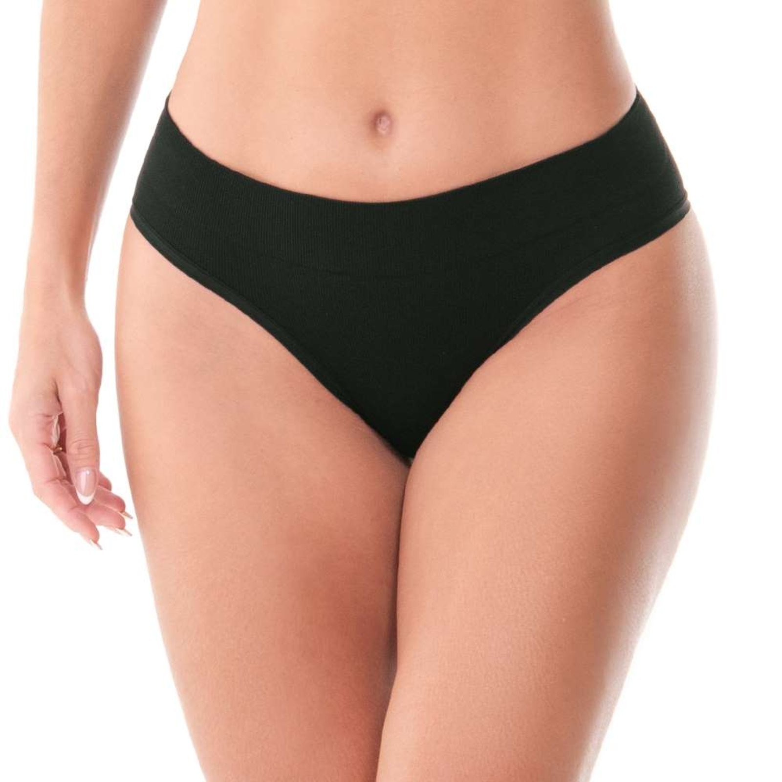 Calcinha Rib Tanga Preta