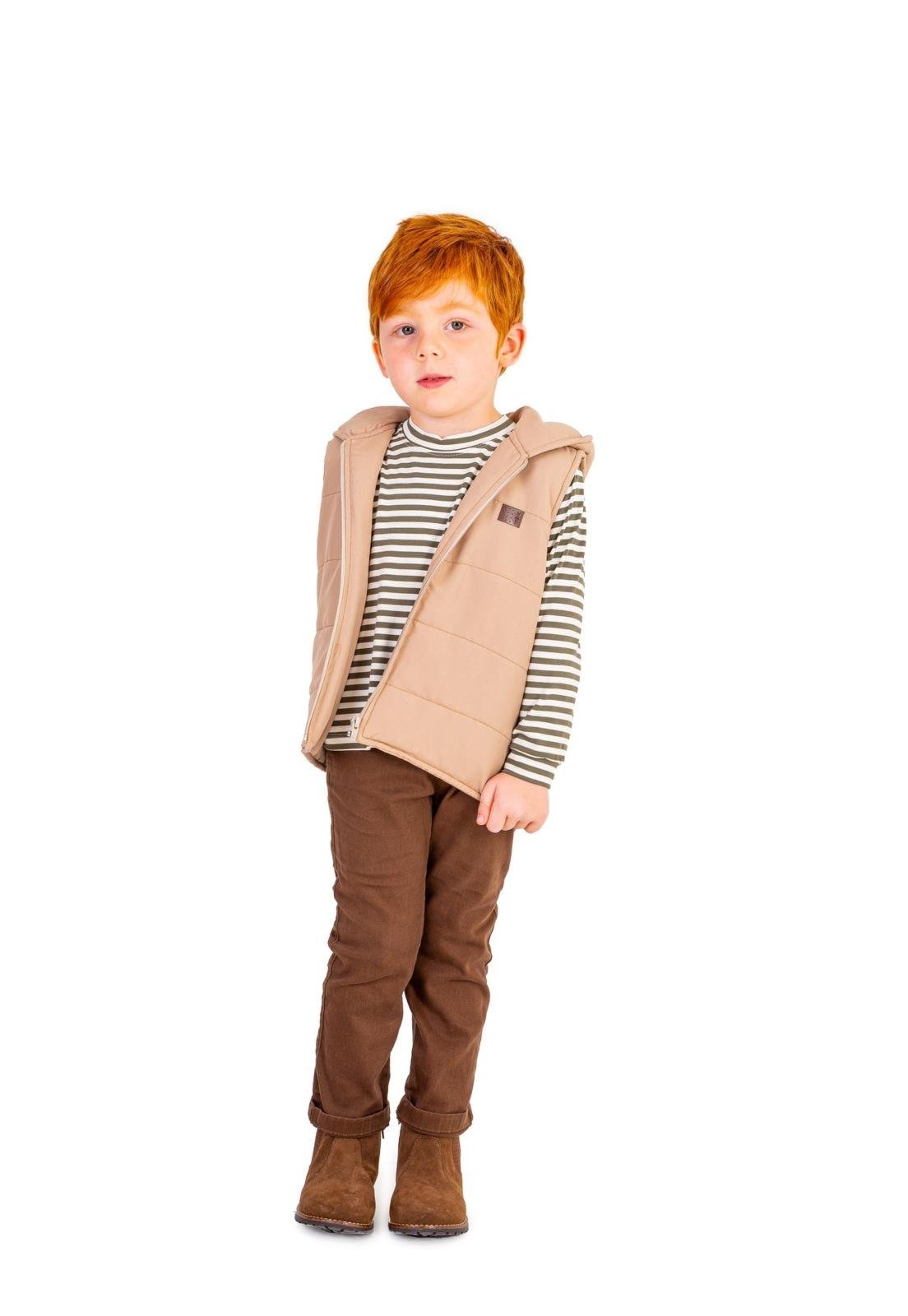 Infantil - Conjunto 3 Peças com Colete Bege Puffer Vigat 10 Bege