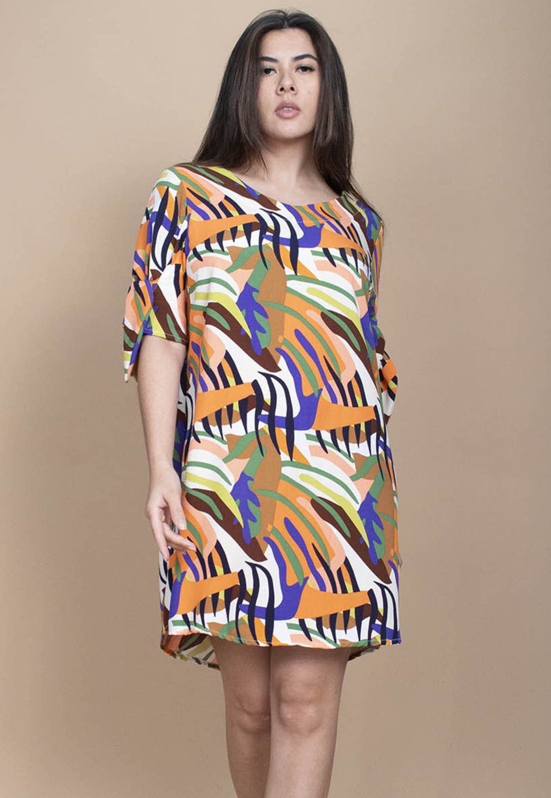 Vestido Curto Cabanafree Plano Estampa Cores Vibrantes