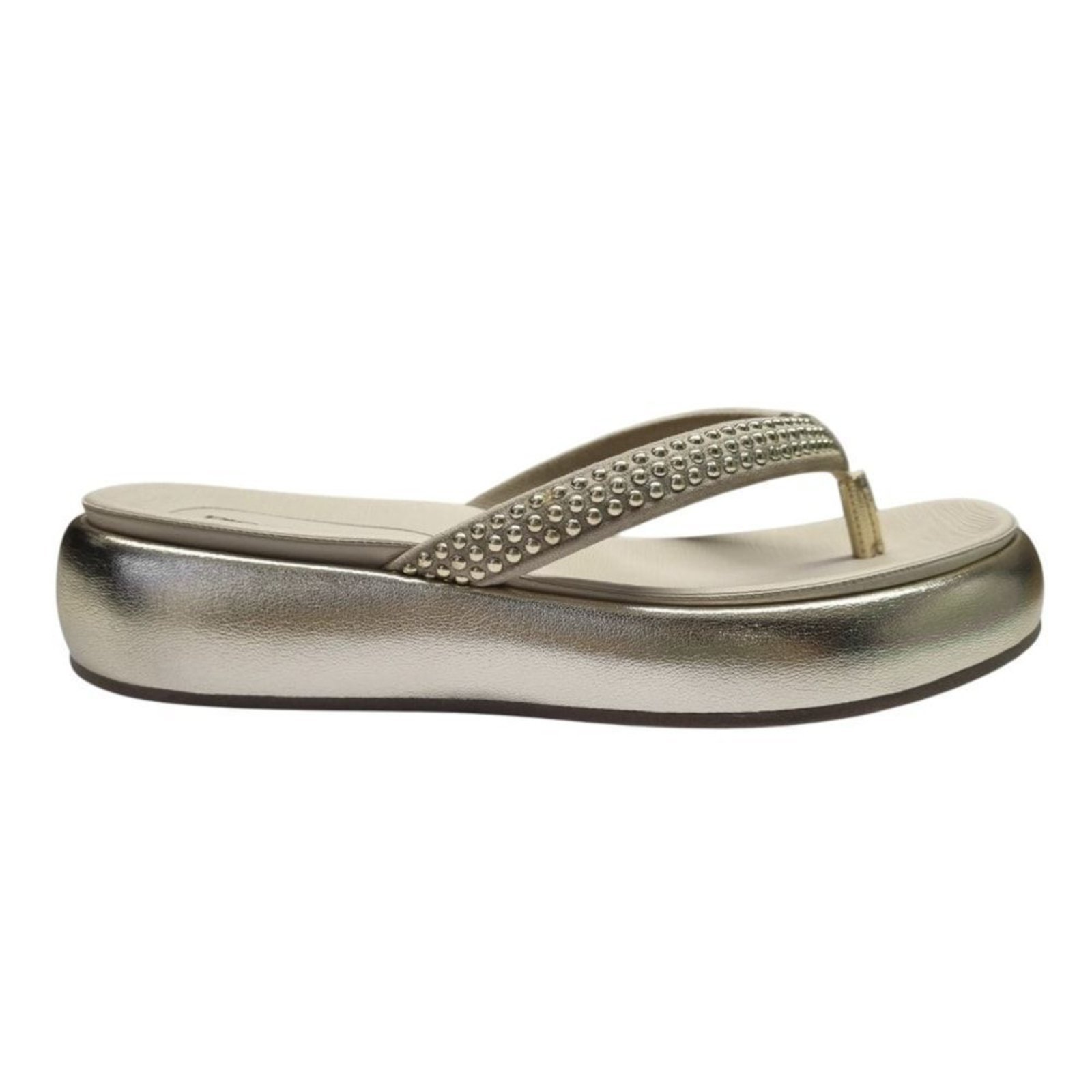 Chinelo Piccadilly Sol Salto Anabela Médio Feminino – Dourado – piccadilly